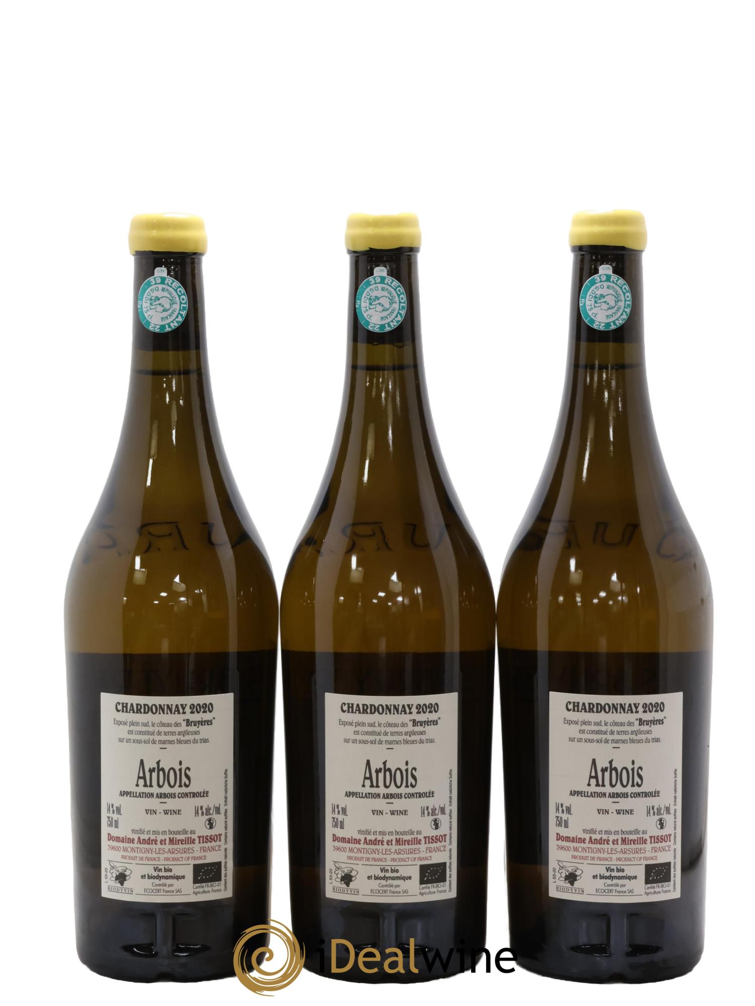 Arbois Chardonnay Les Bruyères Bénédicte et Stéphane Tissot 2020 - Lot de 3 bouteilles - 1