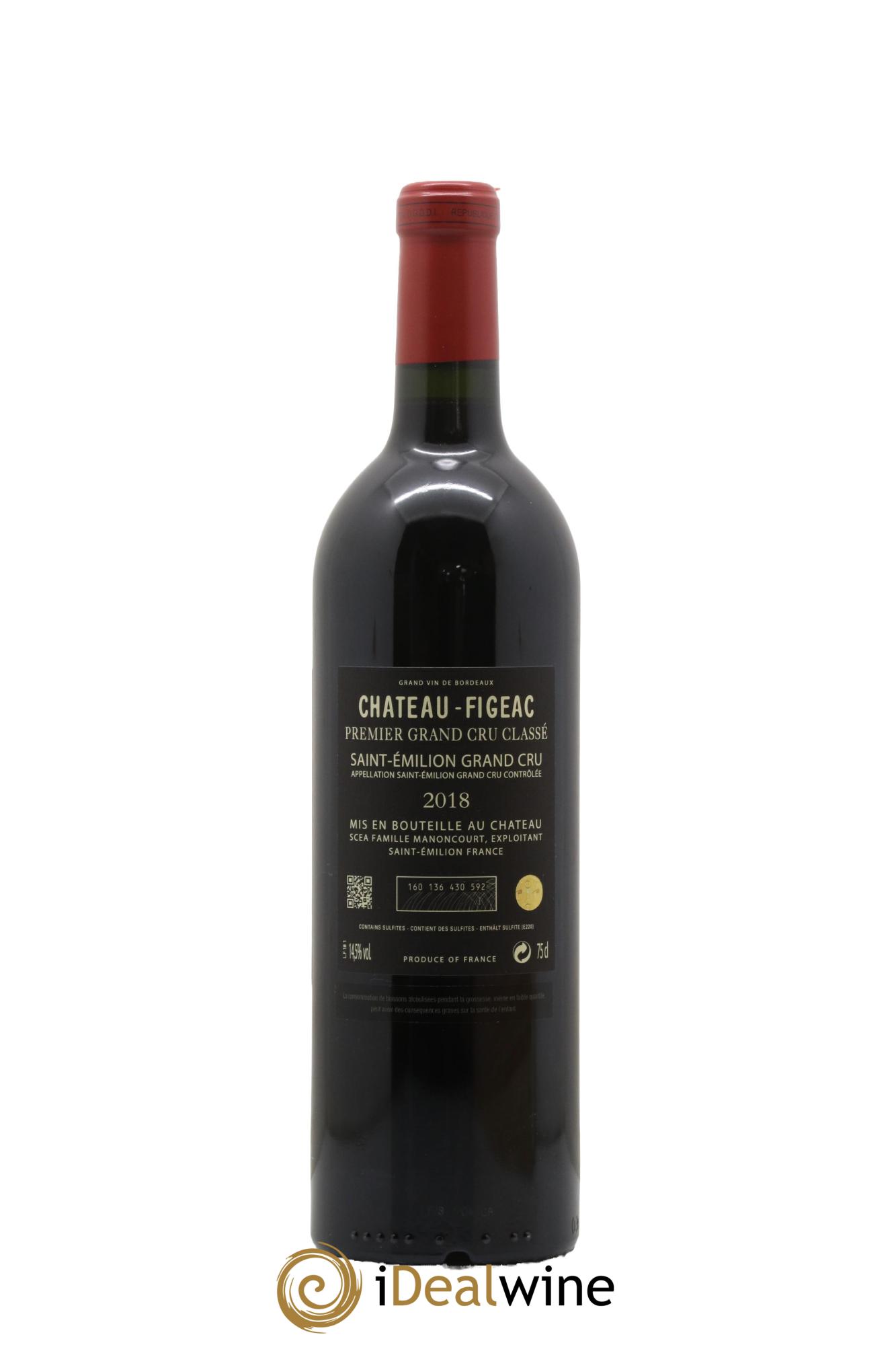 Château Figeac 1er Grand Cru Classé A  2018 - Lot of 1 bottle - 2