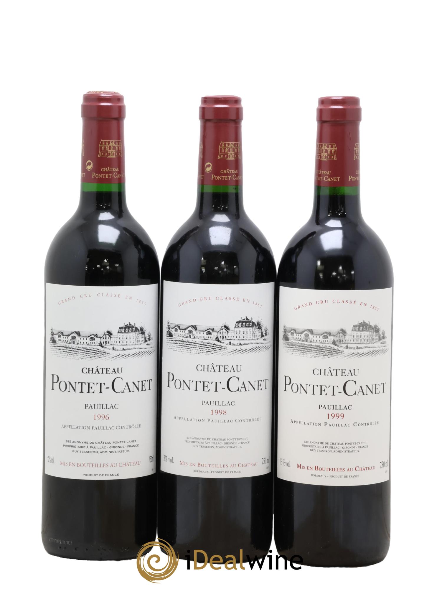 Château Pontet Canet 5ème Grand Cru Classé Coffret Millésimes 1990-1994-1995-1996-1998-1999 - Lot of 6 bottles - 2