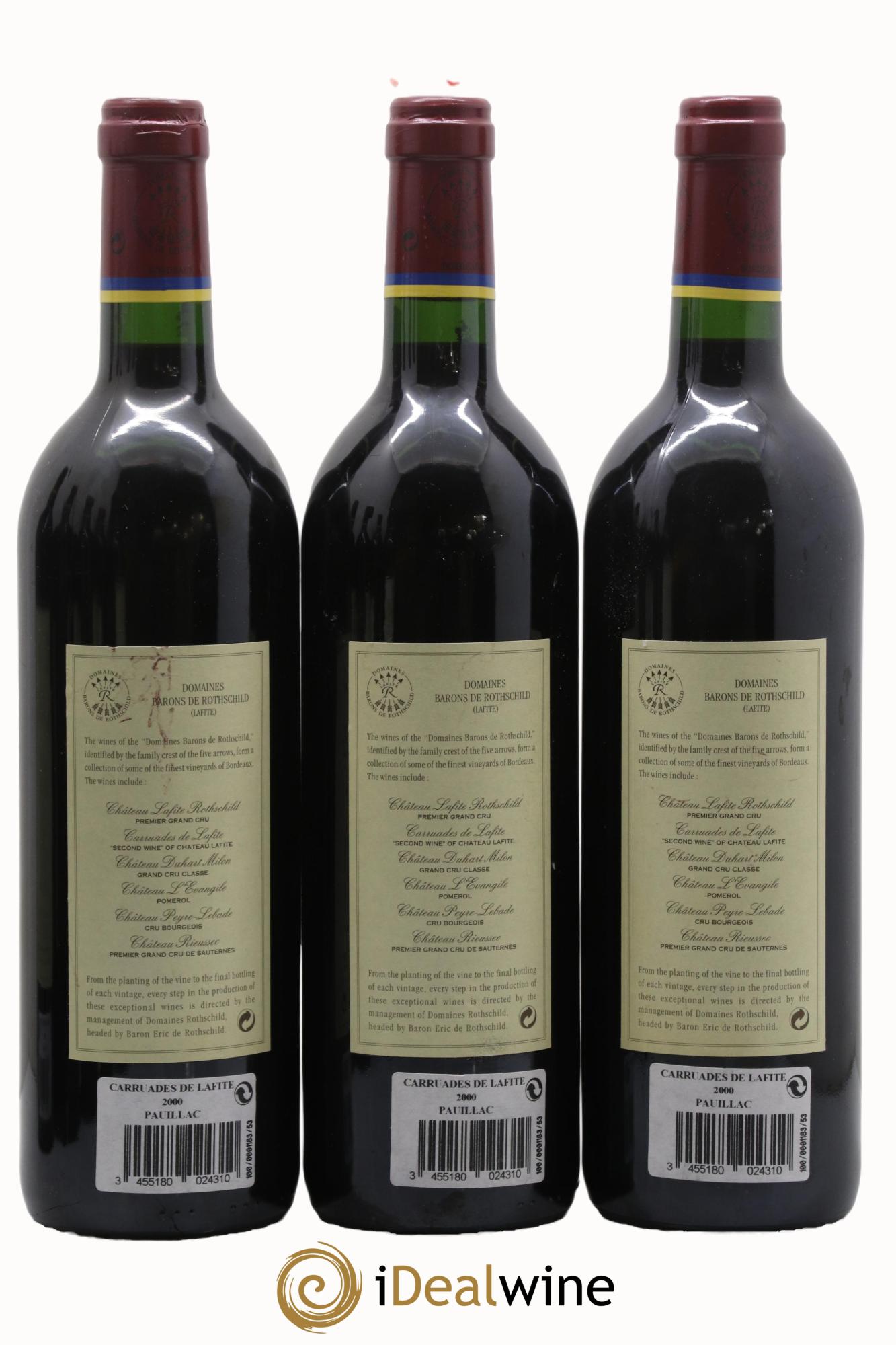 Carruades de Lafite Rothschild Second Vin 2000 - Lot de 3 bouteilles - 1