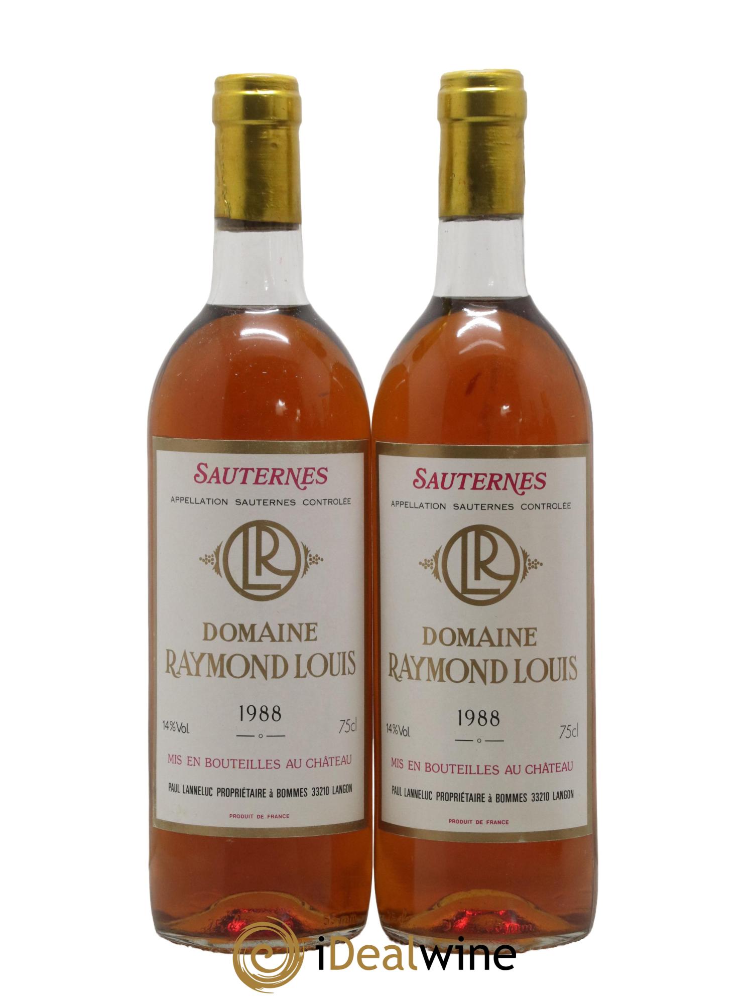 Sauternes Domaine Louis Raymond 1988 - Lot of 2 bottles - 0