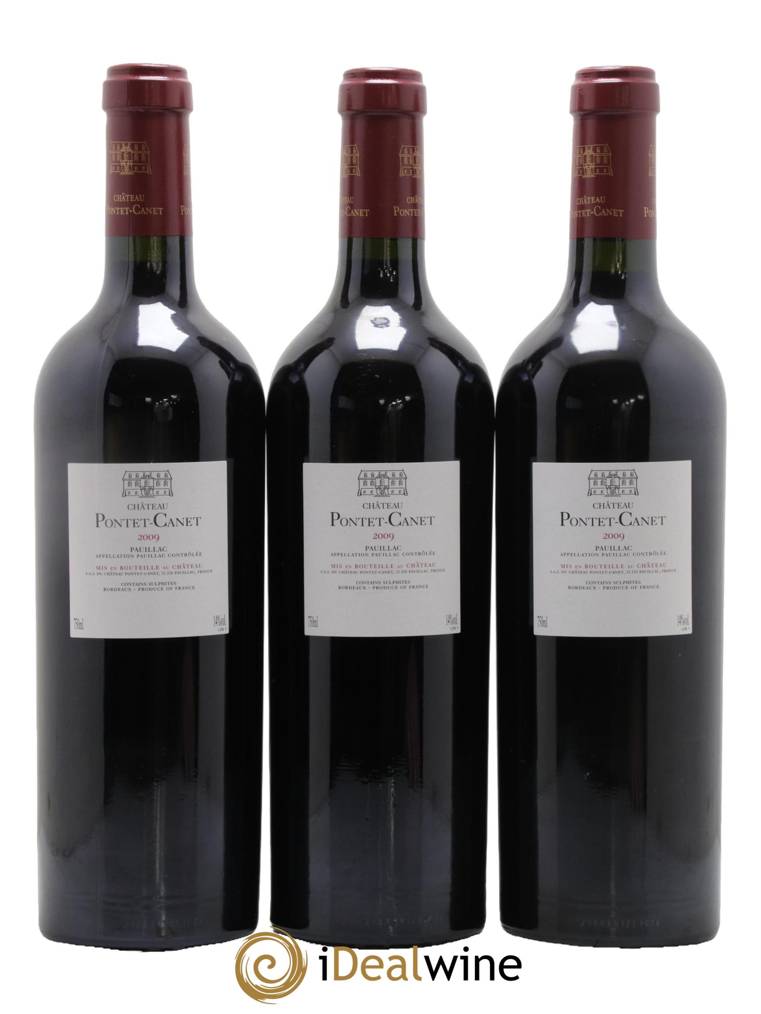 Château Pontet Canet 5ème Grand Cru Classé 2009 - Lot de 3 bouteilles - 1