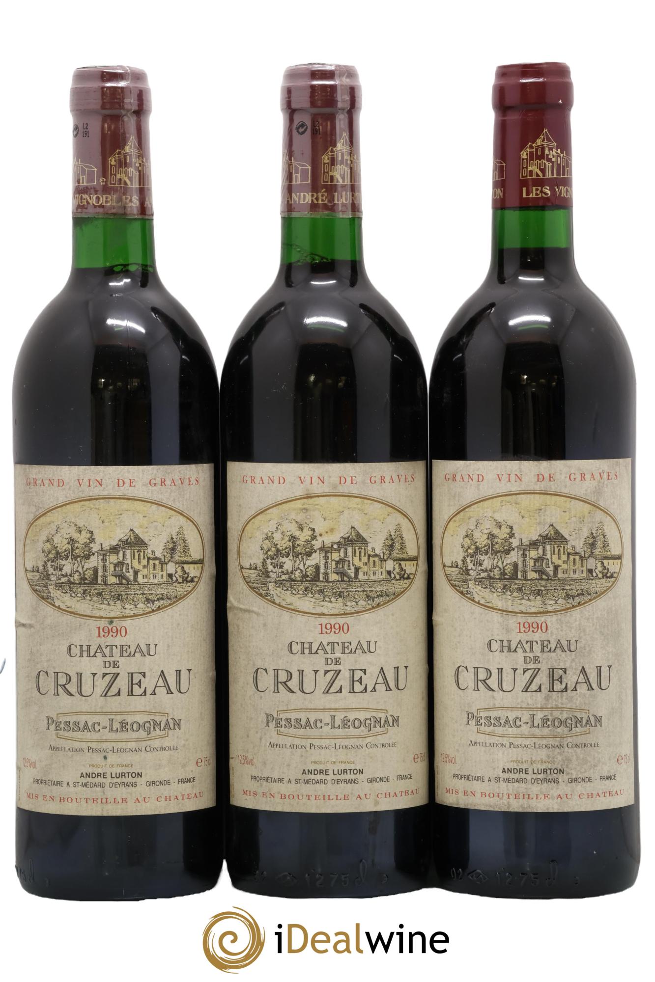 Château de Cruzeau 1990 - Lot de 3 bouteilles - 0