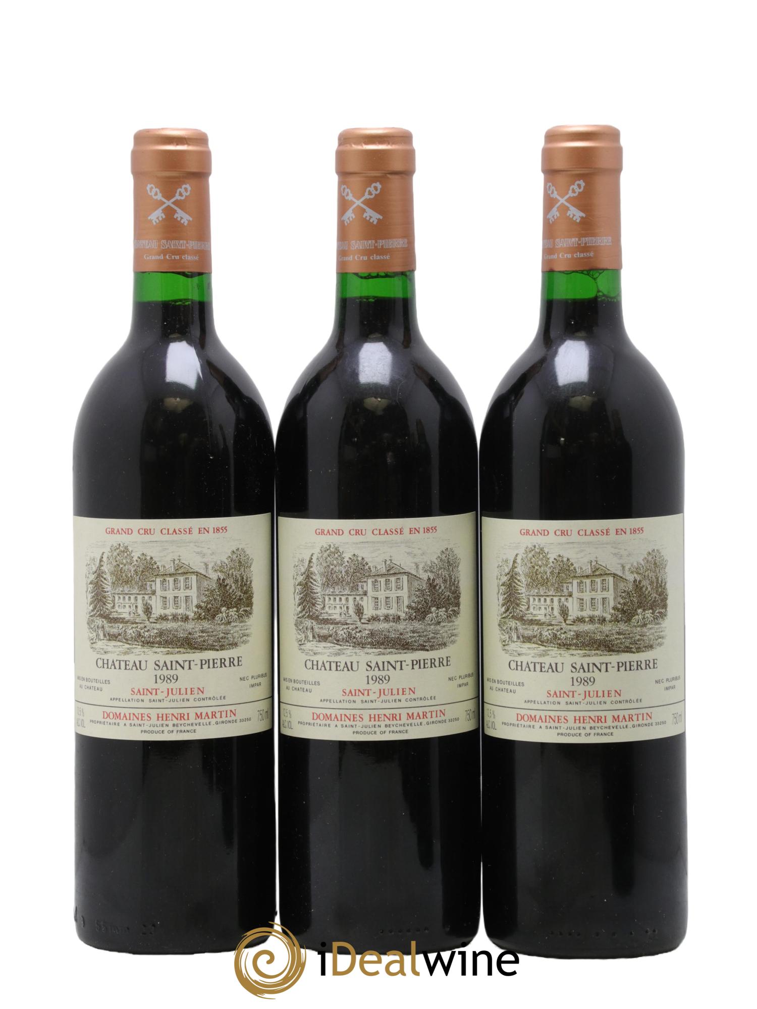 Château Saint-Pierre 4ème Grand Cru Classé 1989 - Posten von 3 Flaschen - 0
