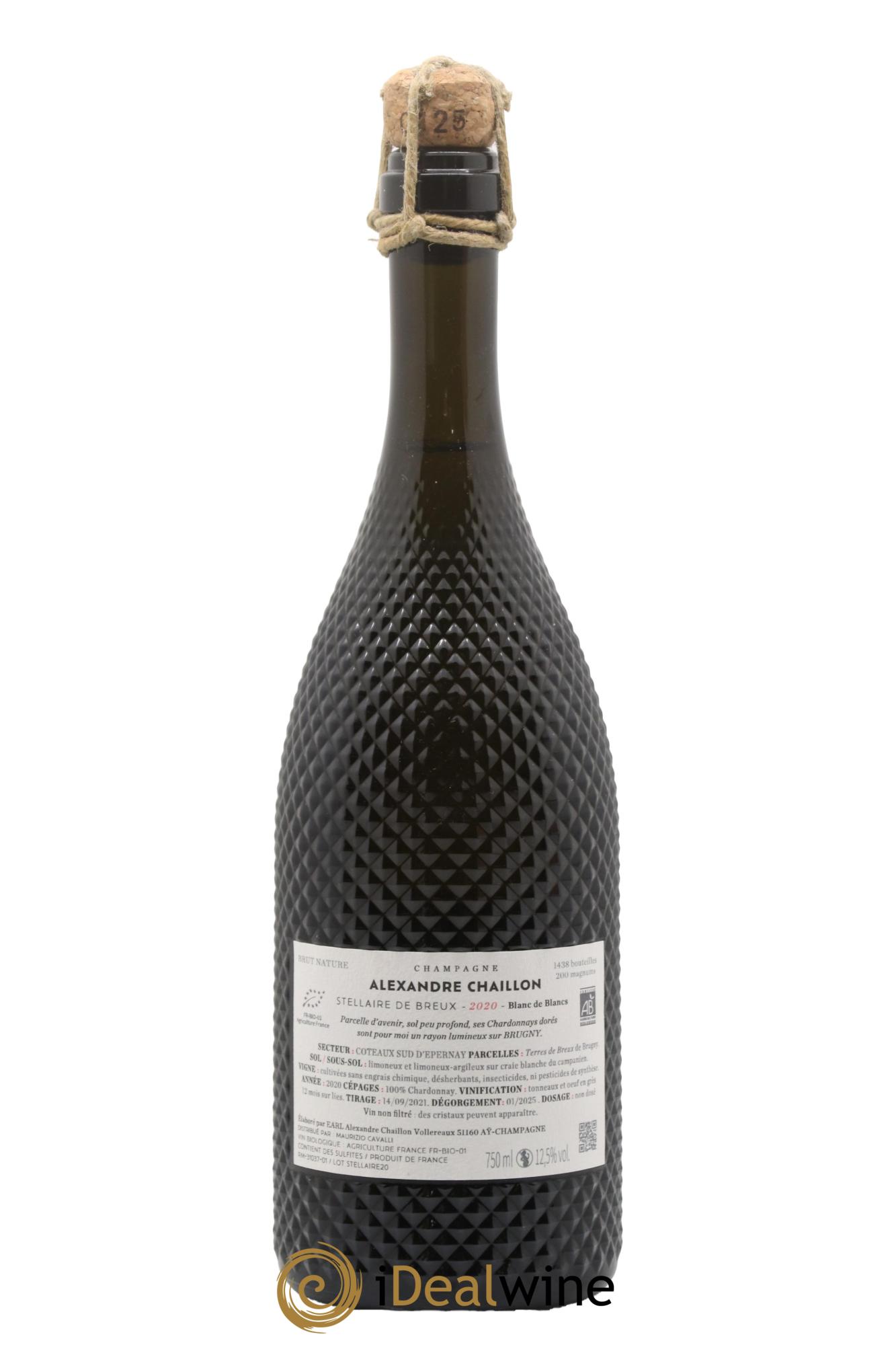 Champagne Stellaire De Breux Alexandre Chaillon 2020 - Lotto di 1 bottiglia - 1