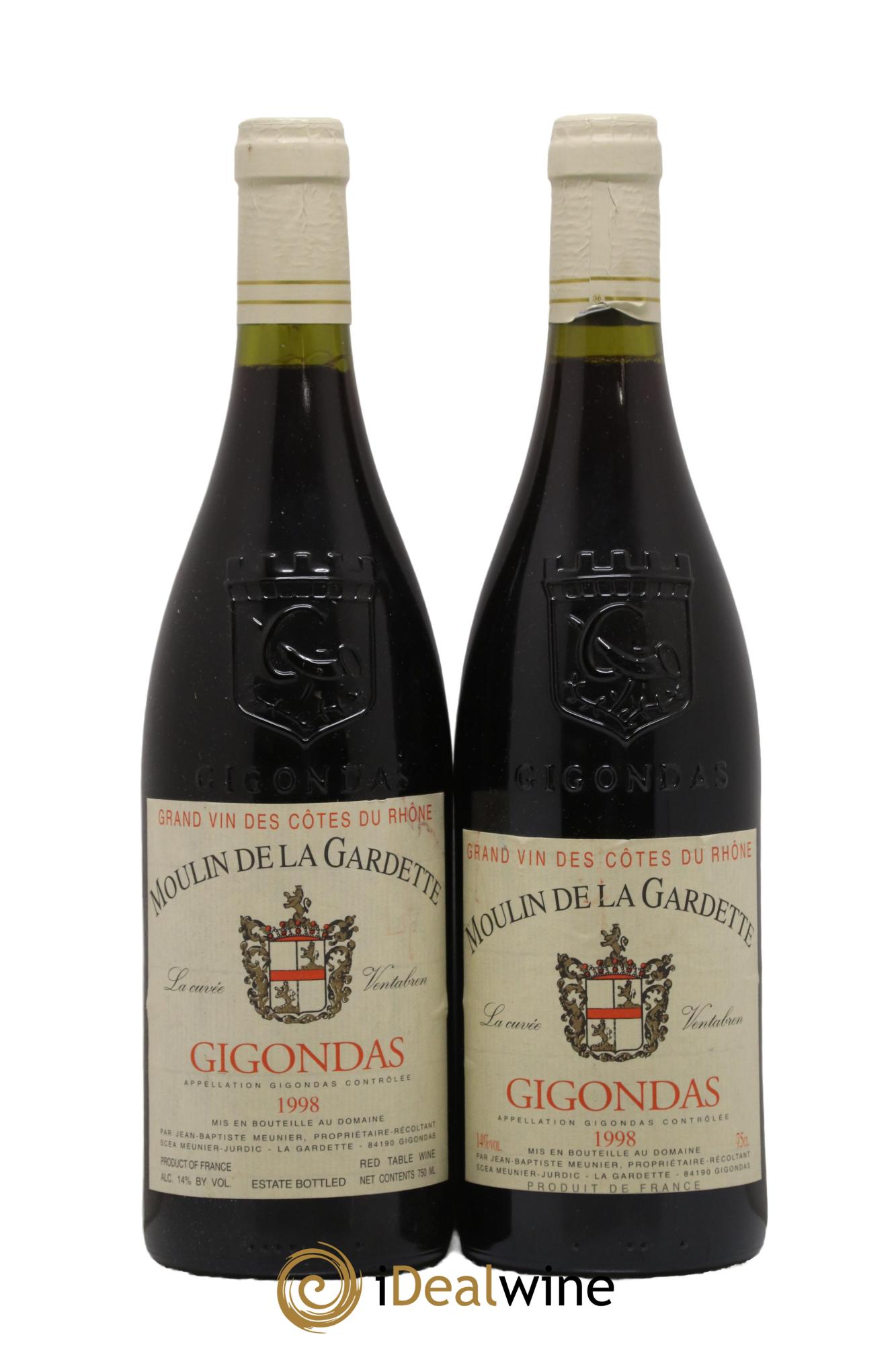 Gigondas Ventaben Moulin De La Gardette 1998 - Lotto di 2 bottiglie - 0