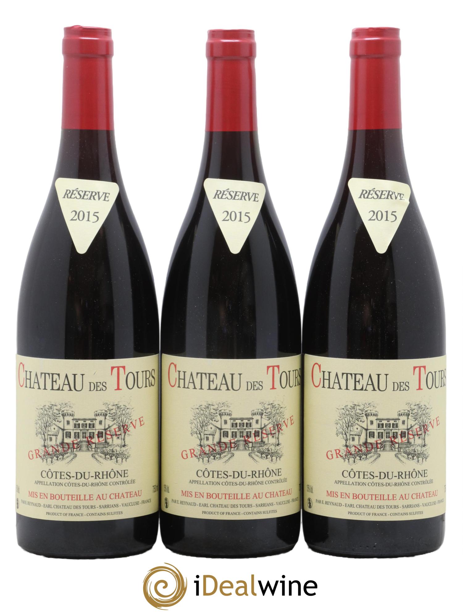 Côtes-du-Rhône Château des Tours Grande Réserve Emmanuel Reynaud 2015 - Lot de 3 bouteilles - 0