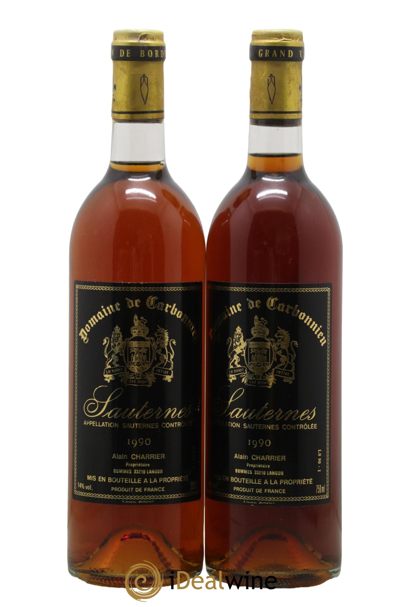 Sauternes Domaine de Carbonnieu 1990 - Lotto di 2 bottiglie - 0