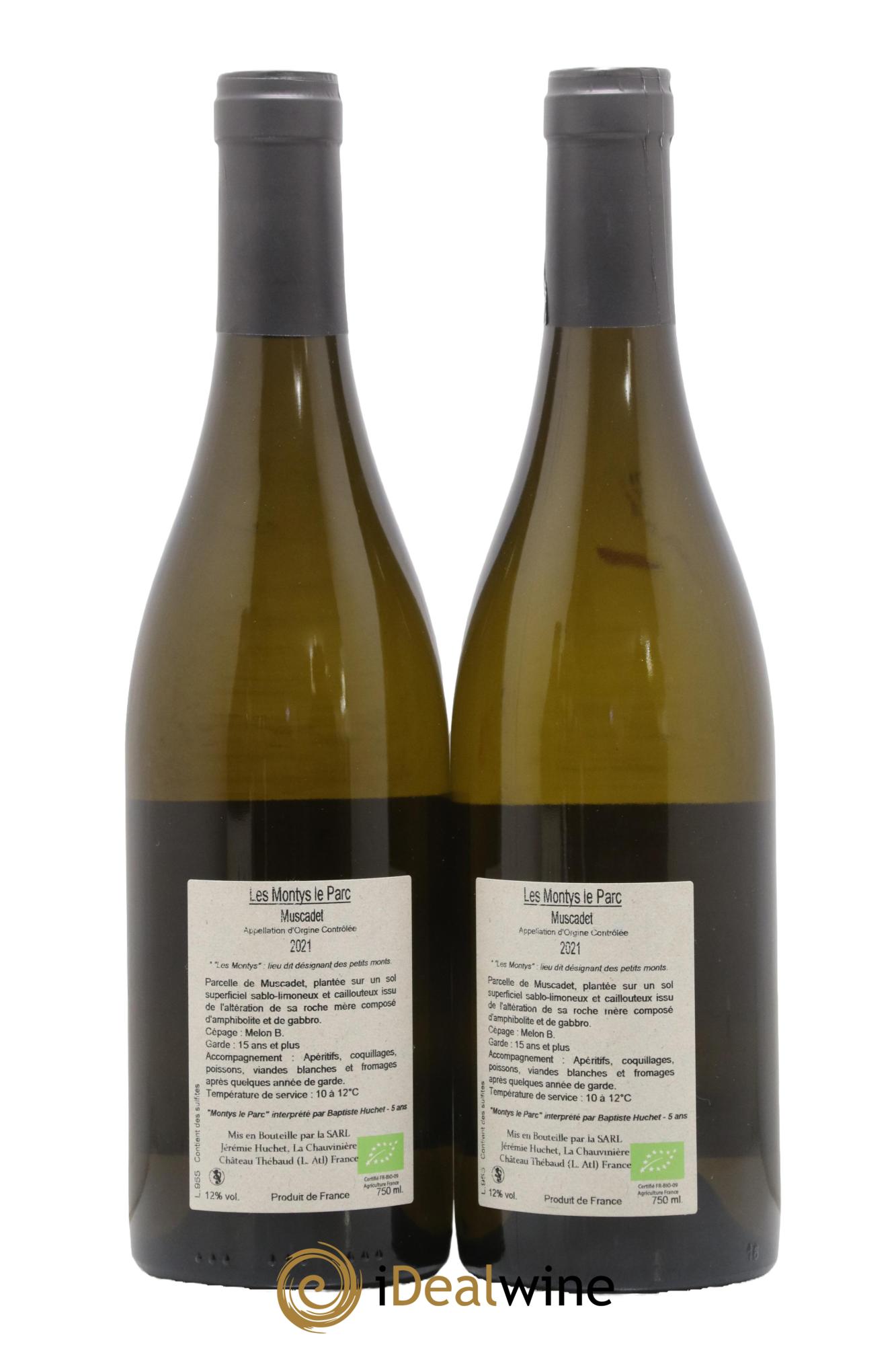 Muscadet Les Montys Le Parc Domaine de la Chauvinière Jérémie Huchet 2021 - Lot de 2 bouteilles - 1