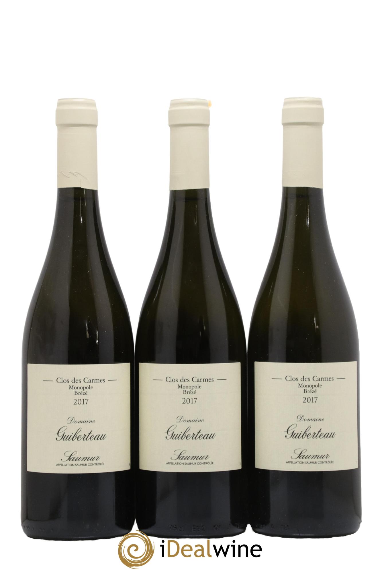 Saumur Brézé Clos des Carmes Domaine Guiberteau 2017 - Lot de 3 bouteilles - 0