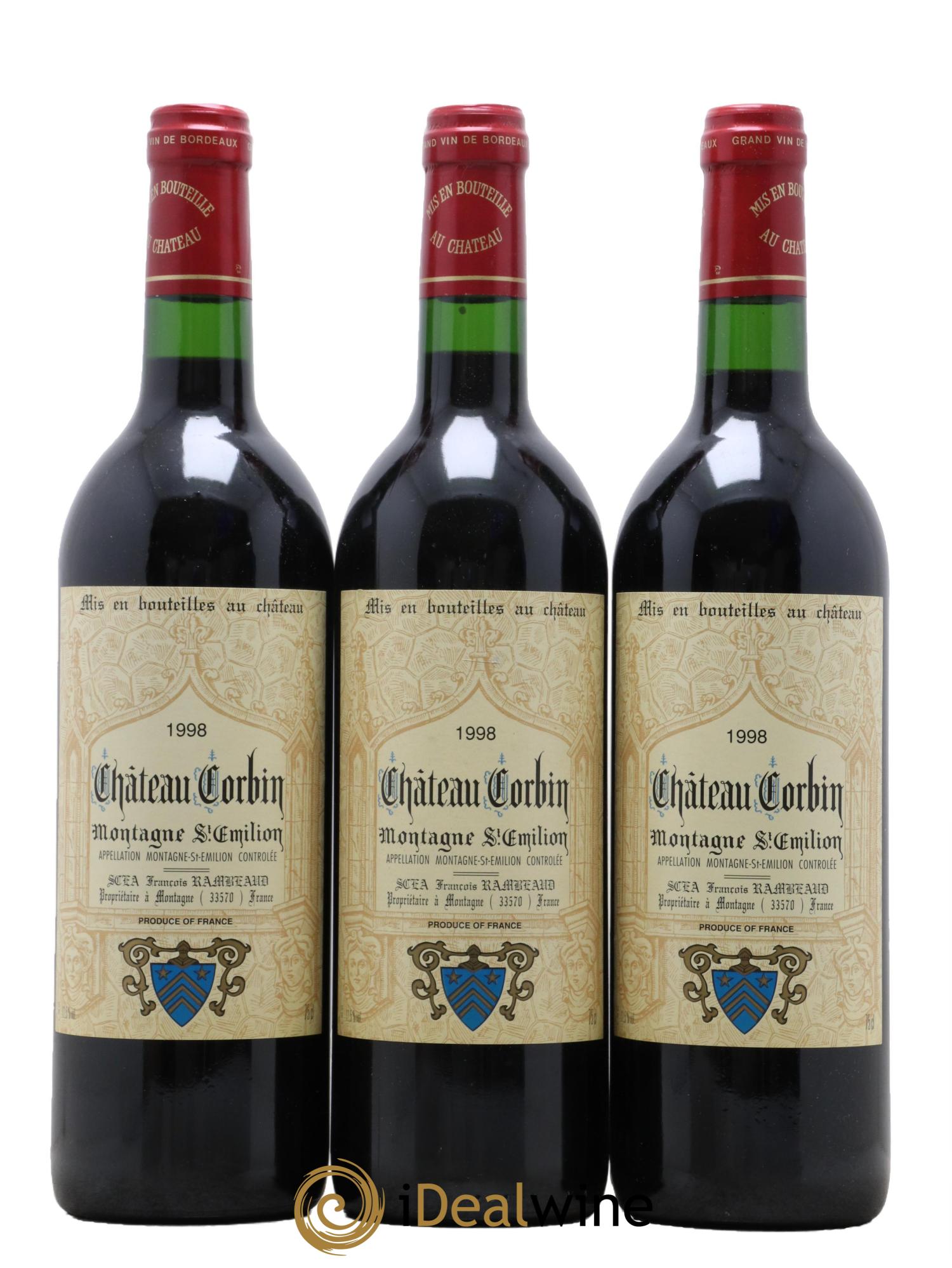Montagne Saint-Émilion Château Corbin 1998 - Lot de 3 bouteilles - 0