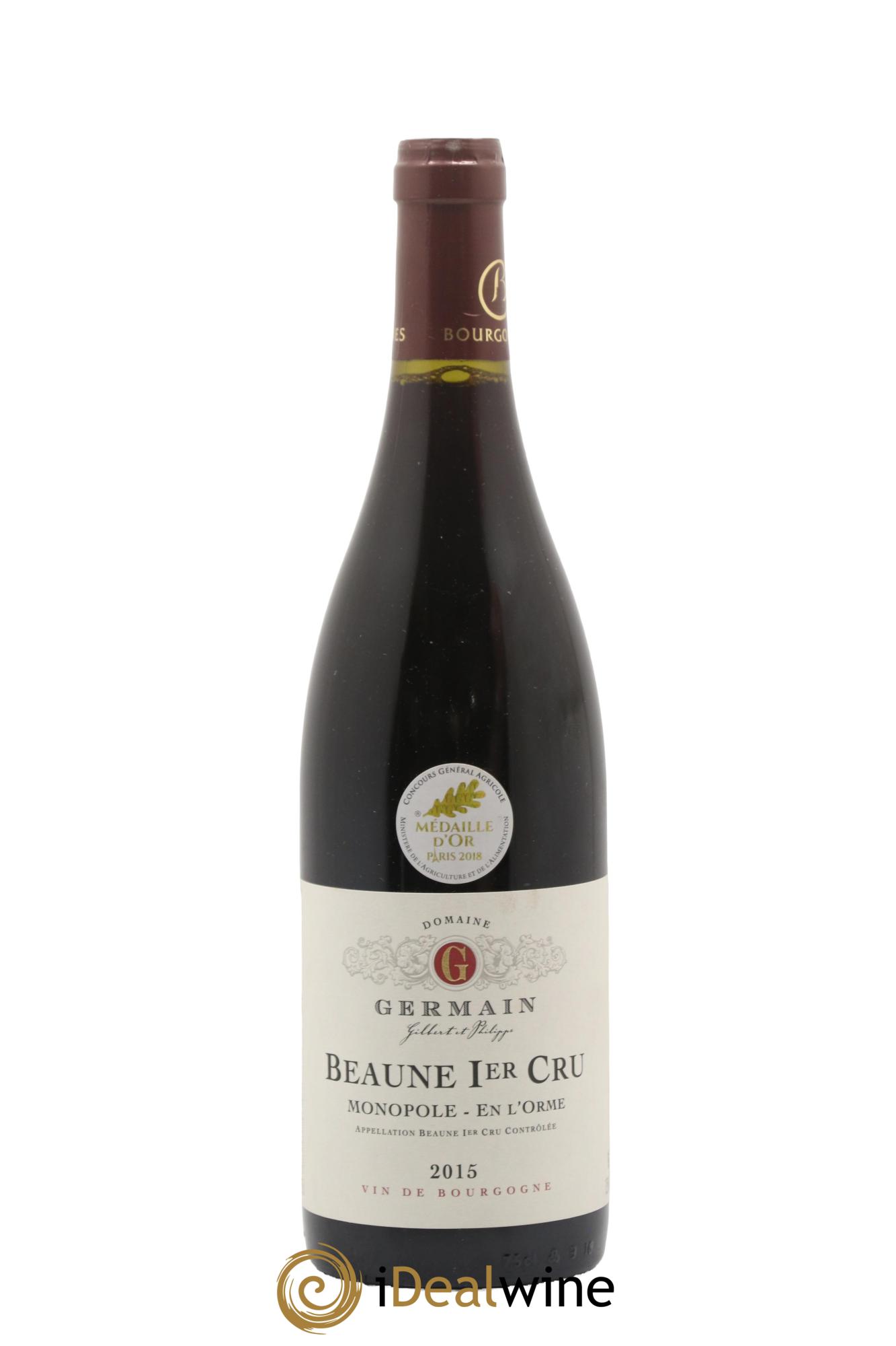 Beaune 1er Cru En L'Orme Monopole Philippe Germain 2015 - Lot de 1 bouteille - 0