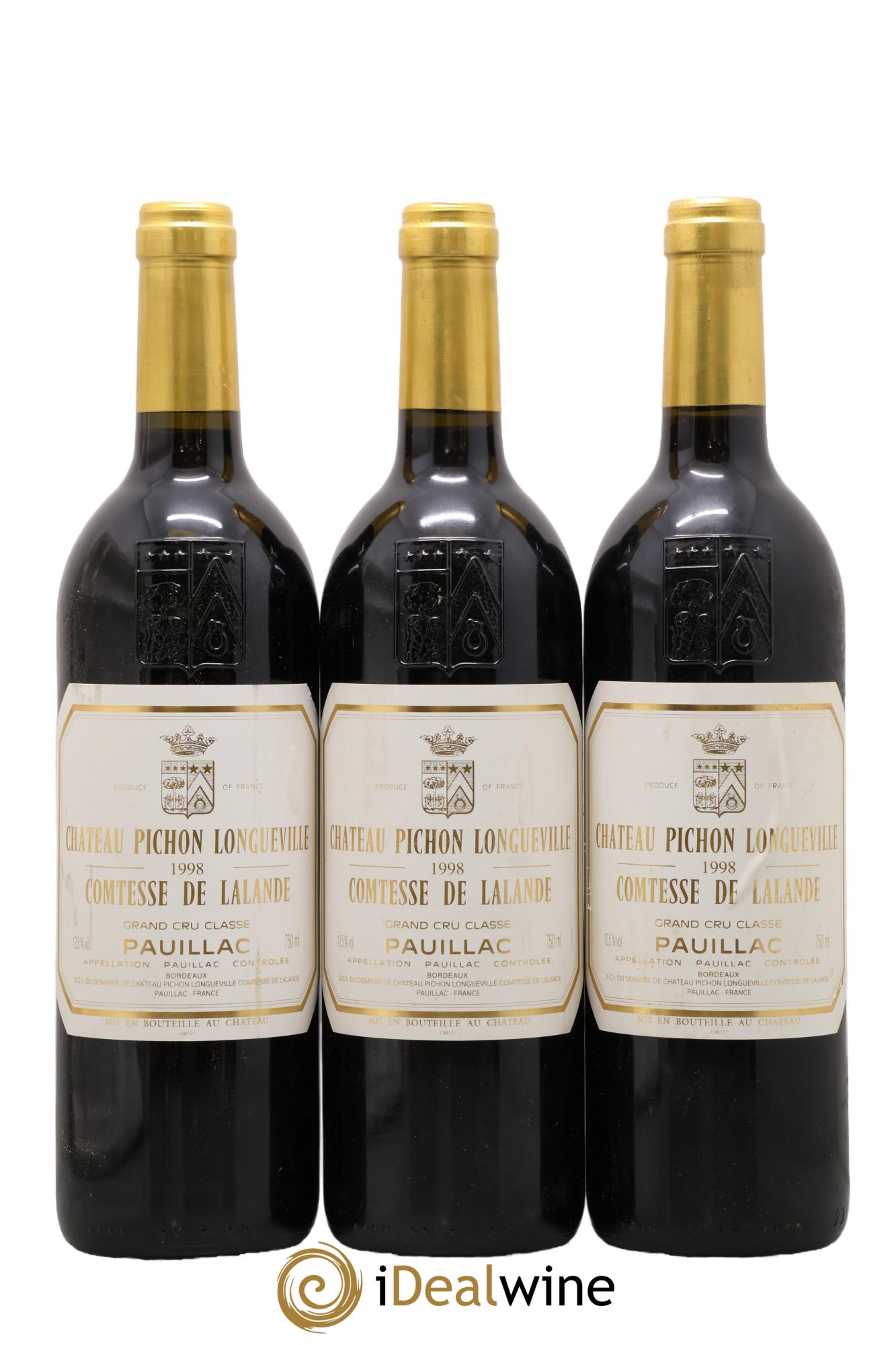 Château Pichon Longueville Comtesse de Lalande 2ème Grand Cru Classé 1998 - Lote de 3 botellas - 0