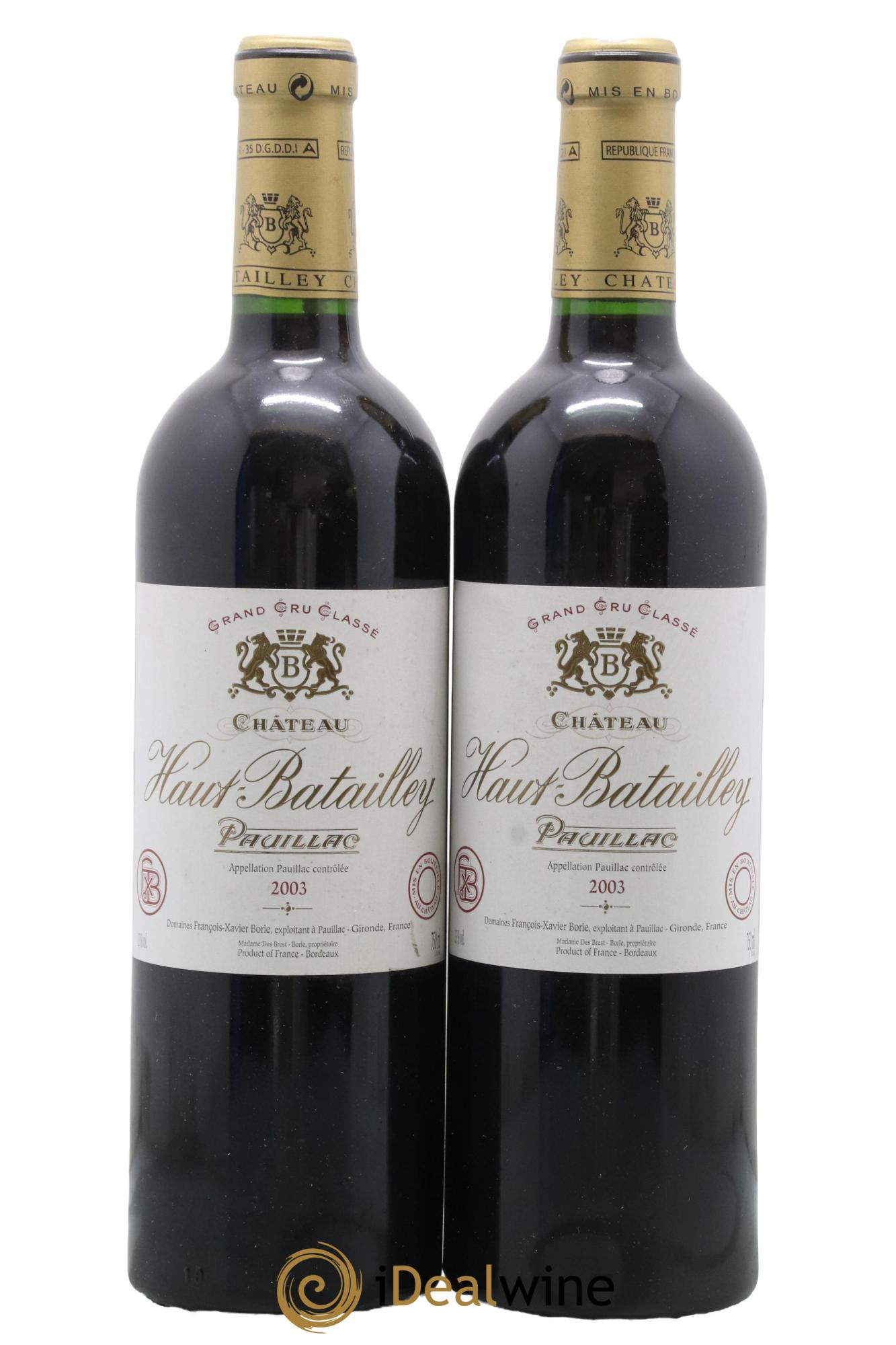 Château Haut Batailley 5ème Grand Cru Classé 2003 - Lot de 2 bouteilles - 0