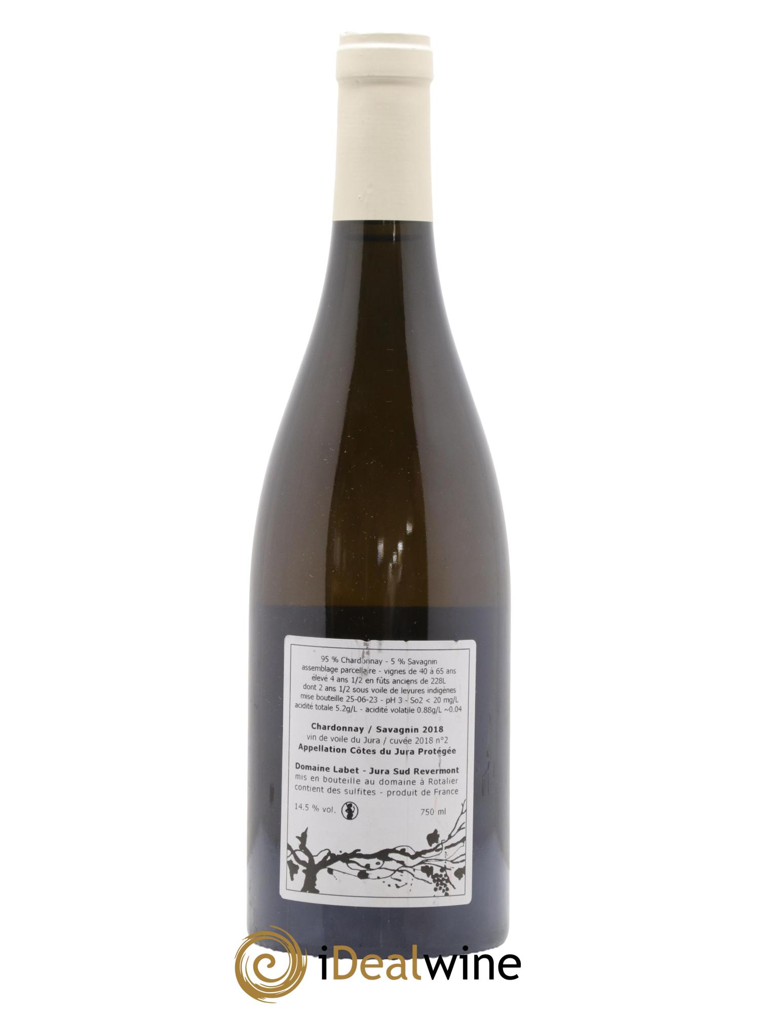 Côtes du Jura Vin de Voile Chardonnay-Savagnin cuvée de garde Romain - Julien - Charline Labet 2018 - Lot de 1 bouteille - 1
