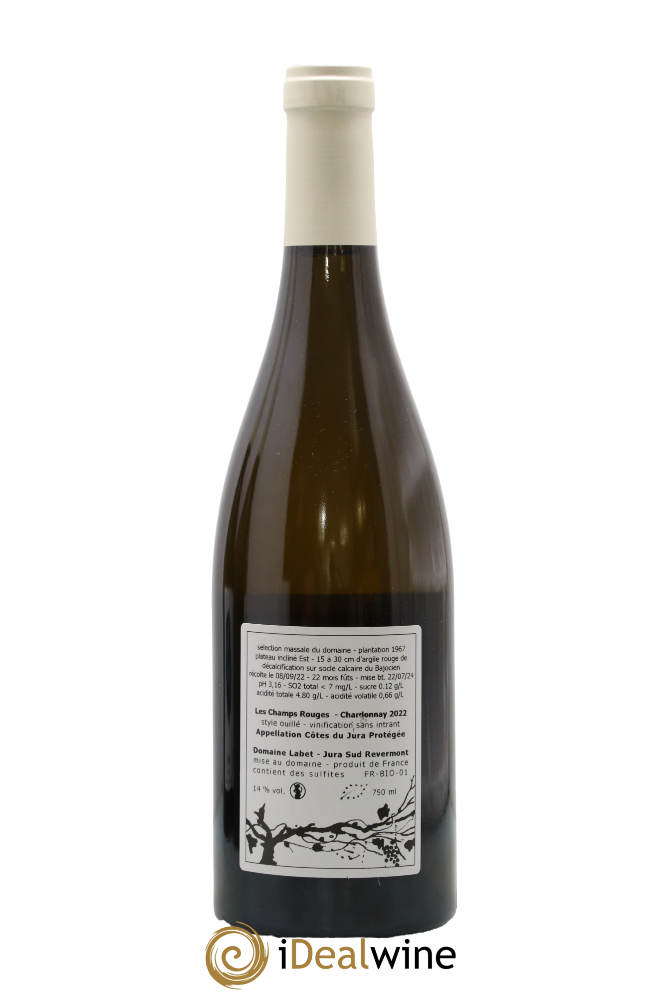 Côtes du Jura Chardonnay Les Champs Rouges Romain - Julien - Charline Labet 2022 - Lot de 1 bouteille - 1