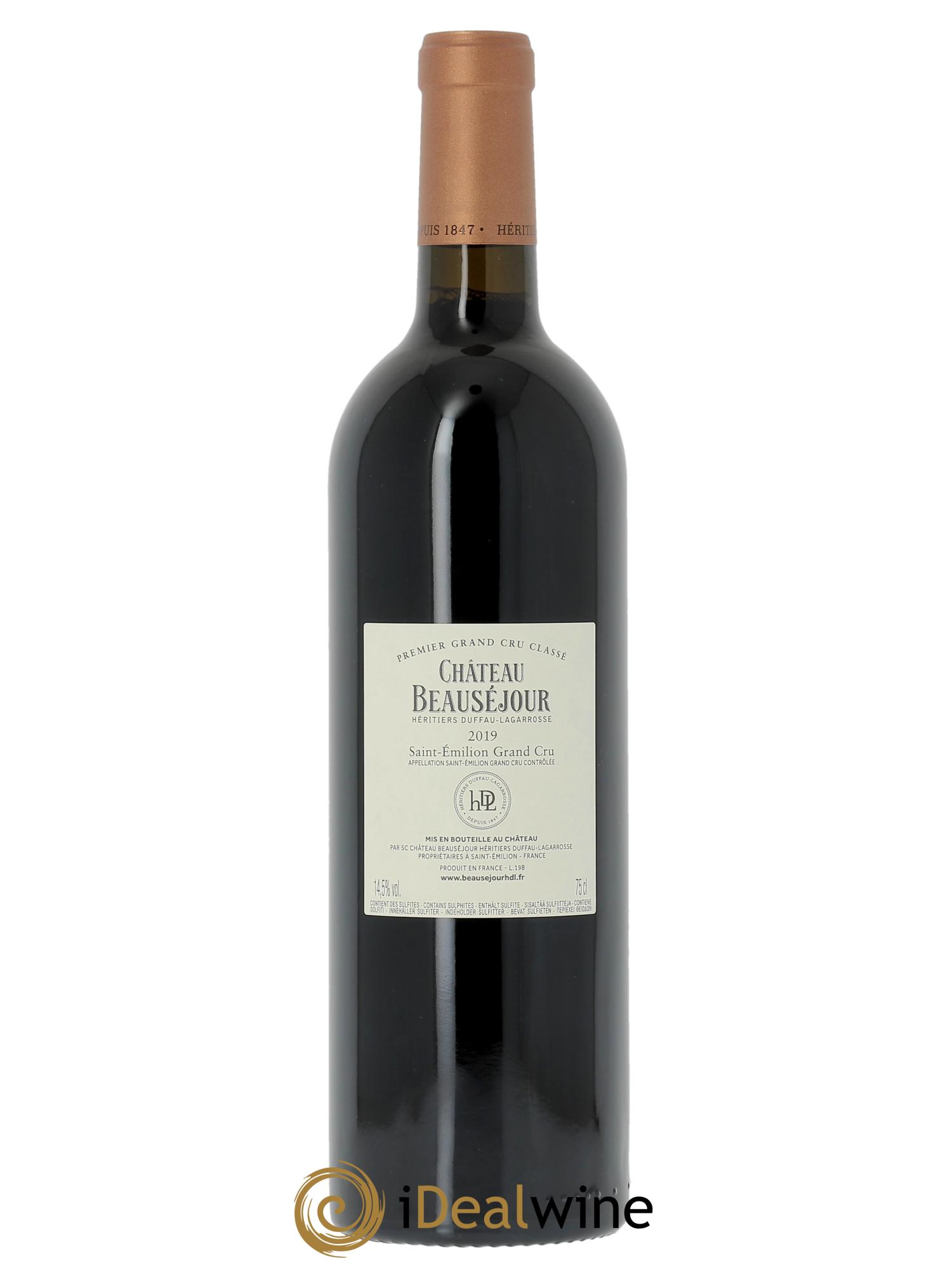 Château Beauséjour (Duffau-Lagarrosse) 1er Grand Cru Classé B (Original-holzkiste ab 6 Fl.) 2019 - Posten von 1 Flasche - 1