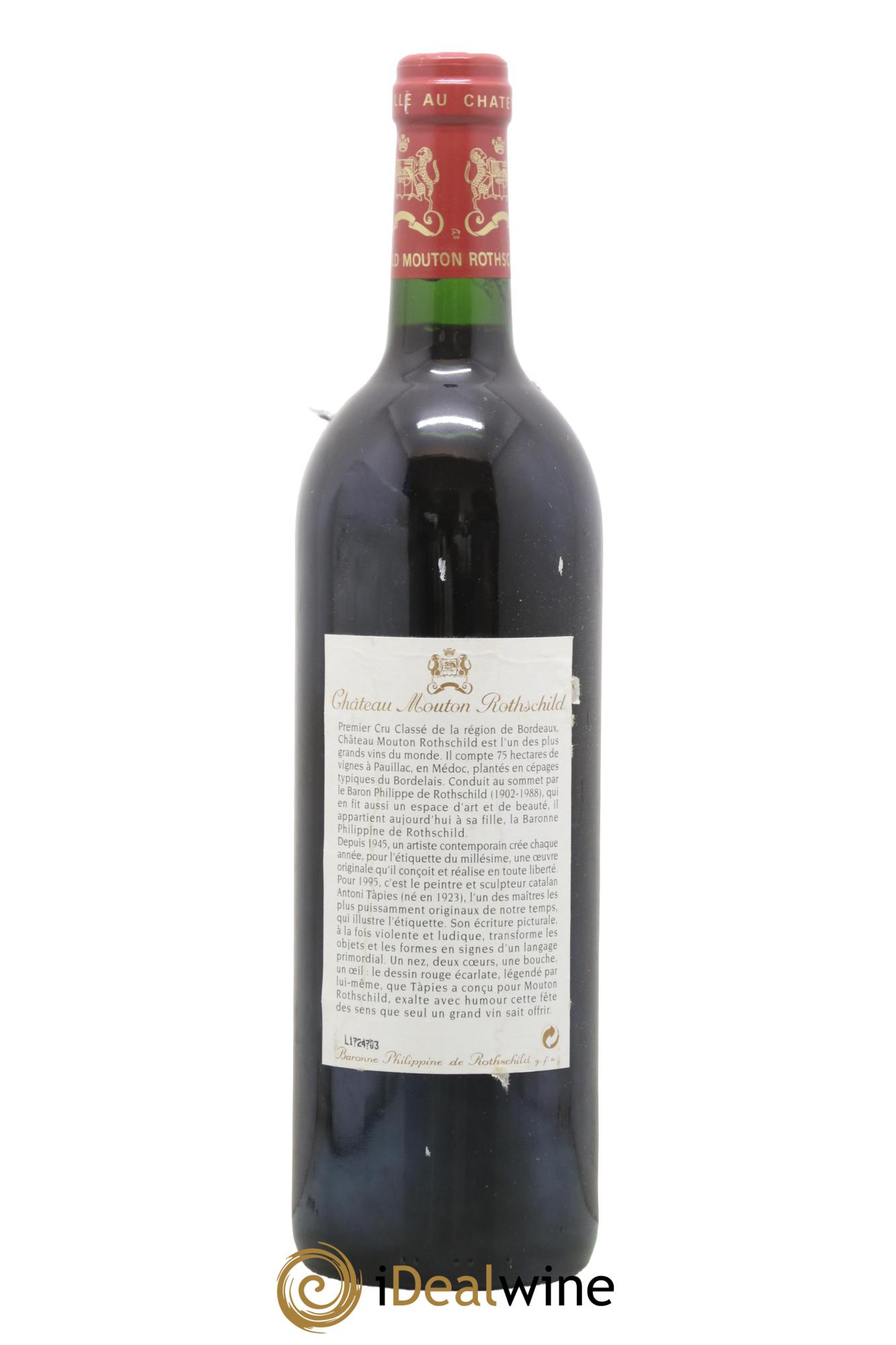 Château Mouton Rothschild 1er Grand Cru Classé 1995 - Lotto di 1 bottiglia - 1