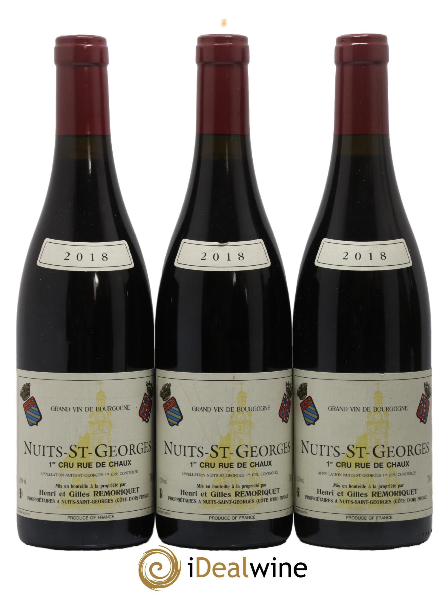 Nuits-Saint-Georges 1er Cru Rue de Chaux Gilles Remoriquet 2018 - Lot de 3 bouteilles - 0