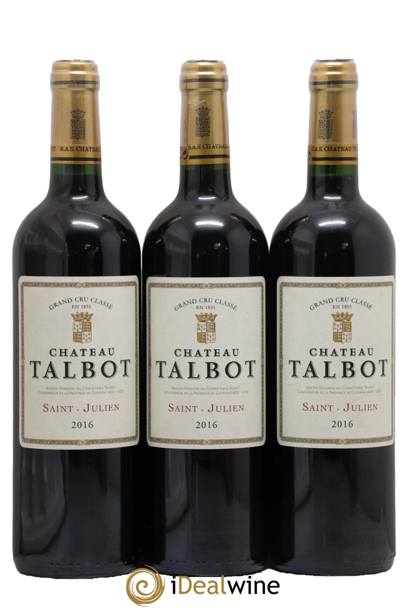 Château Talbot 4ème Grand Cru Classé 2016 - Lot de 3 bouteilles - 0