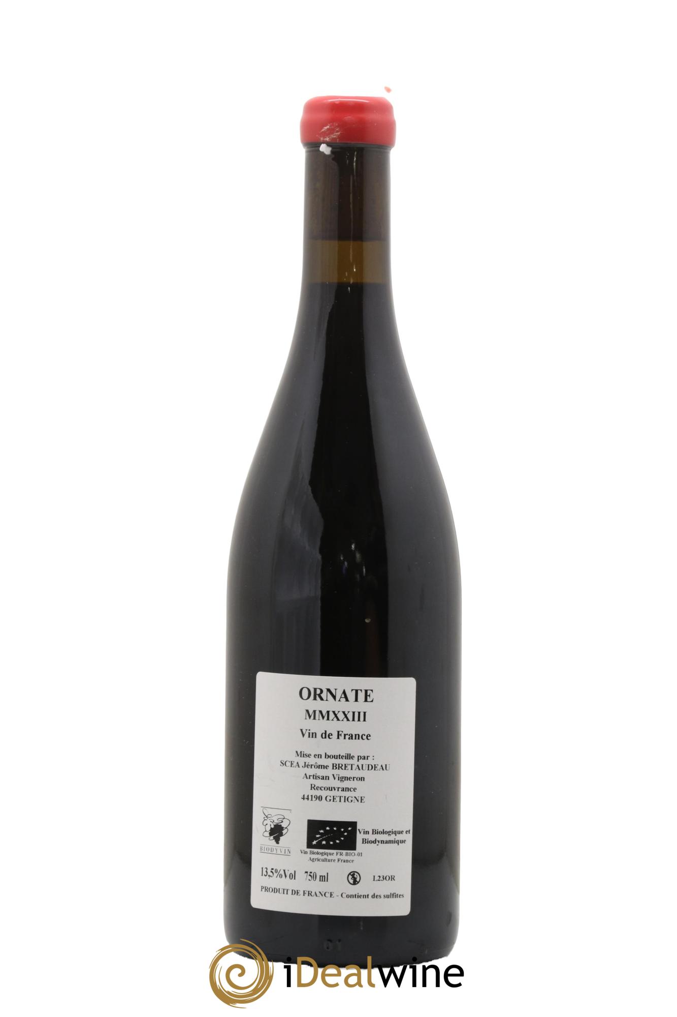Vin de France Merlot Ornaté Jérôme Bretaudeau - Domaine de Bellevue 2023 - Lot de 1 bouteille - 1