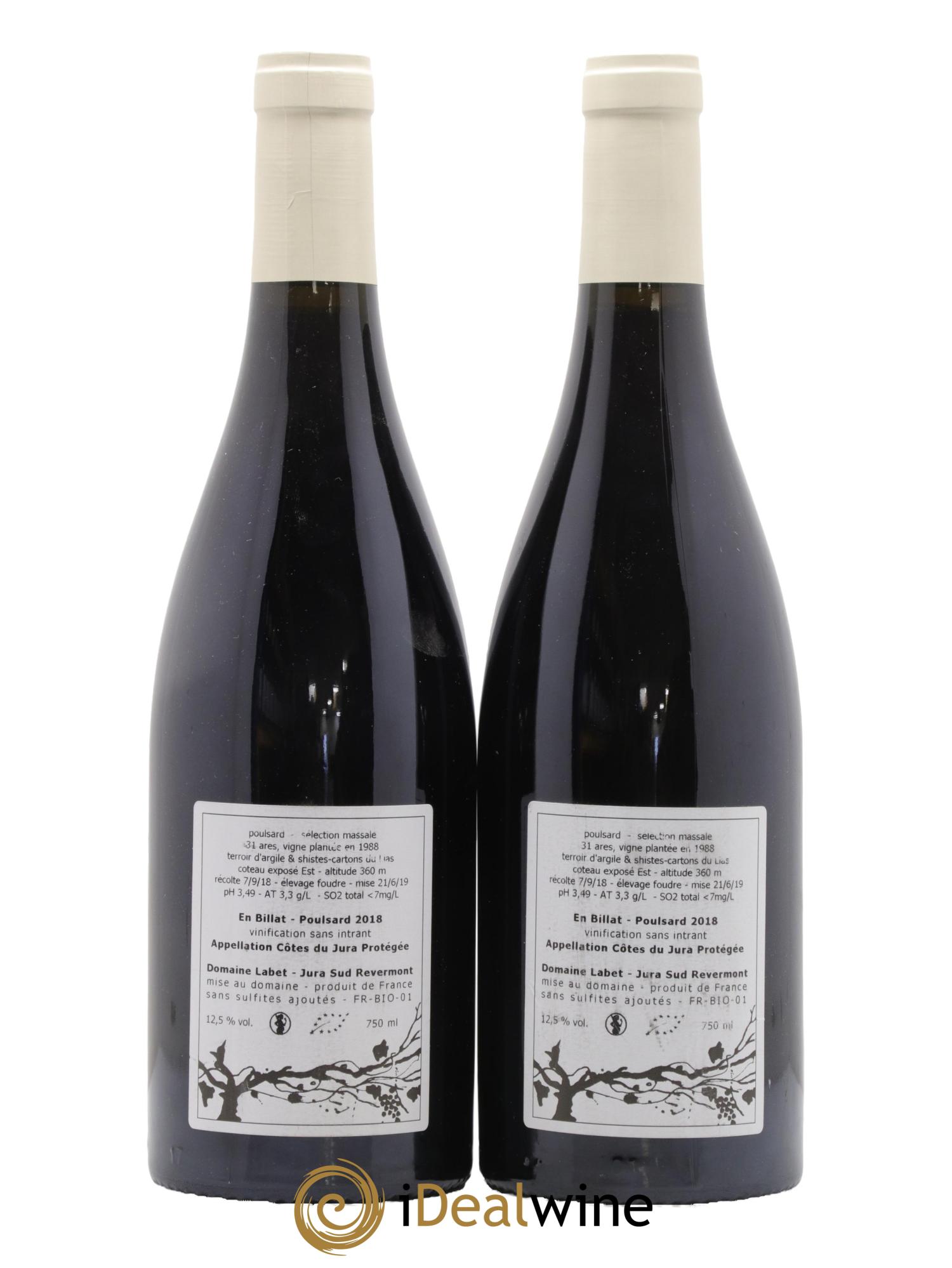 Côtes du Jura Poulsard En Billat Romain - Julien - Charline Labet 2018 - Lot de 2 bouteilles - 1