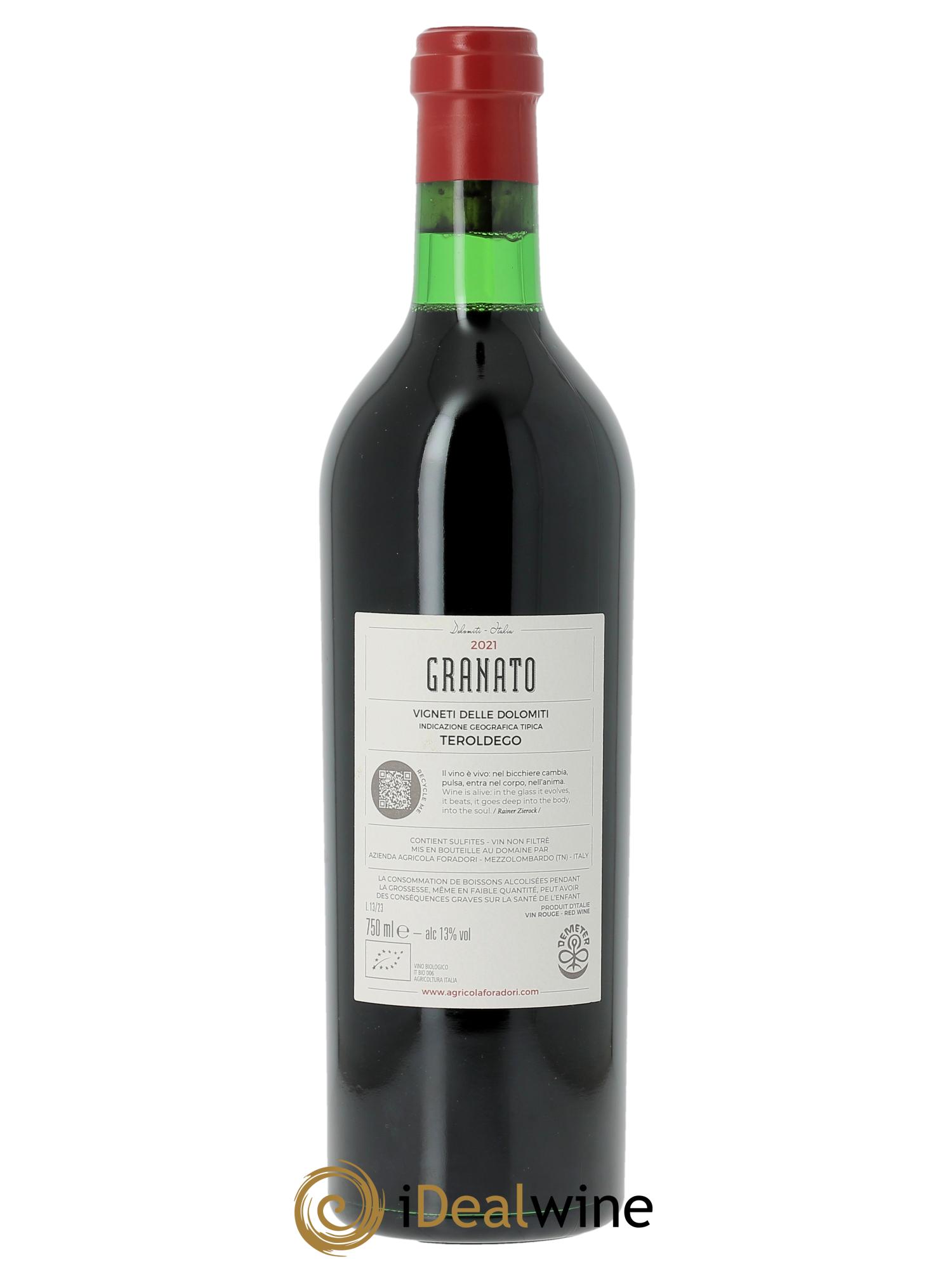 Vigneti delle Dolomiti IGT Granato Elisabetta Foradori  2021 - Lot de 1 bouteille - 1