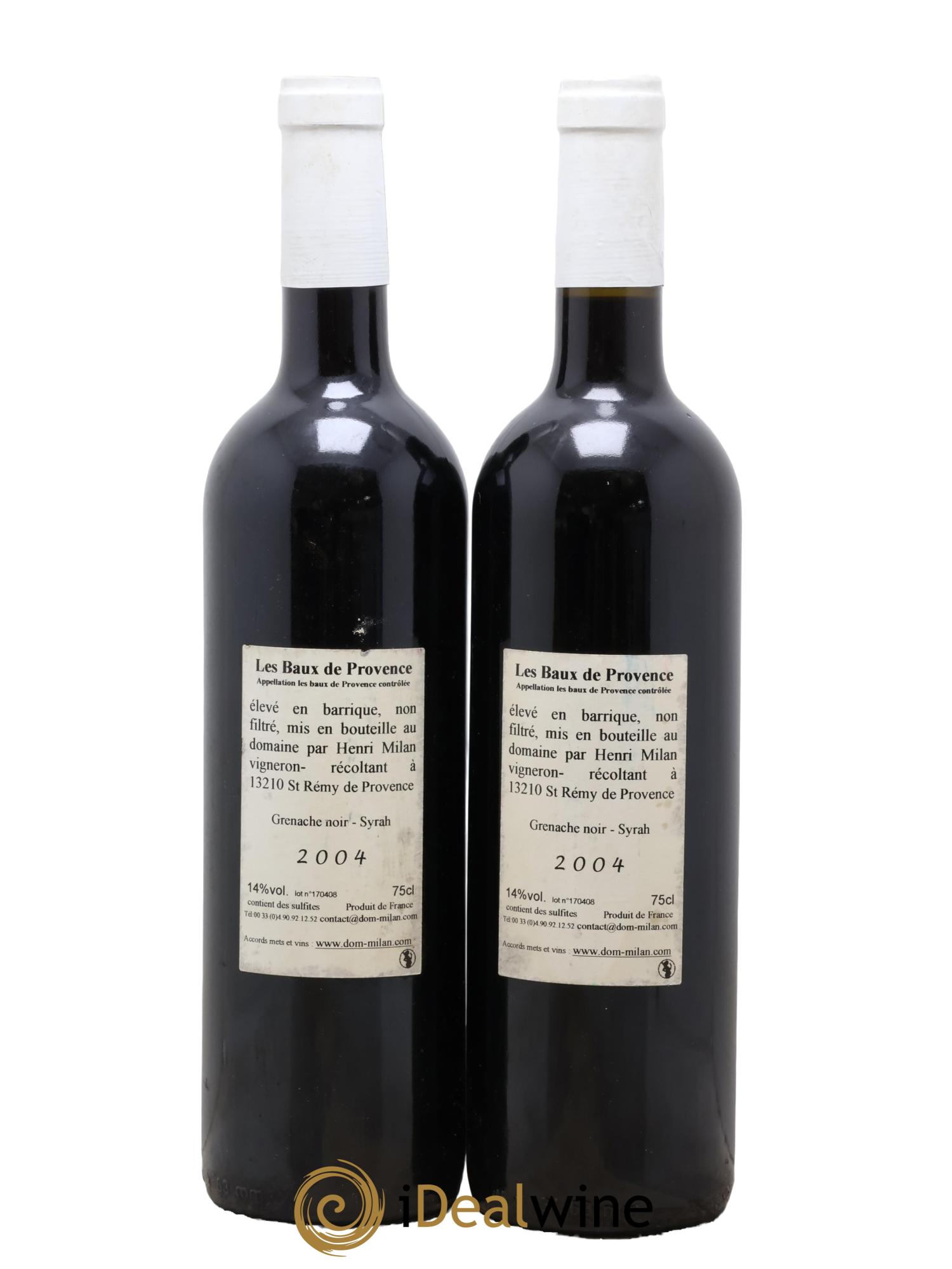 Baux de Provence Clos Milan Henri Milan  2004 - Lot of 2 bottles - 1