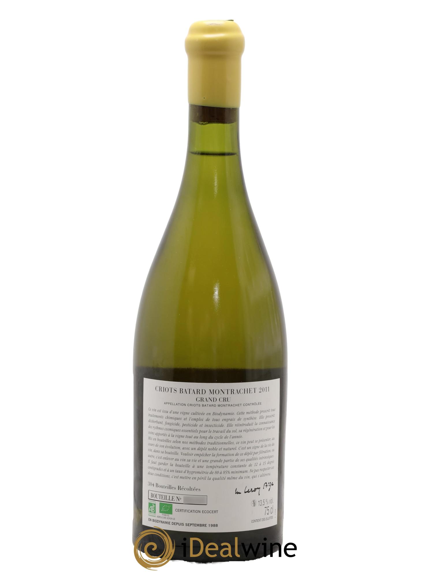 Criots-Bâtard-Montrachet Grand Cru d'Auvenay (Domaine) 2011 - Posten von 1 Flasche - 1