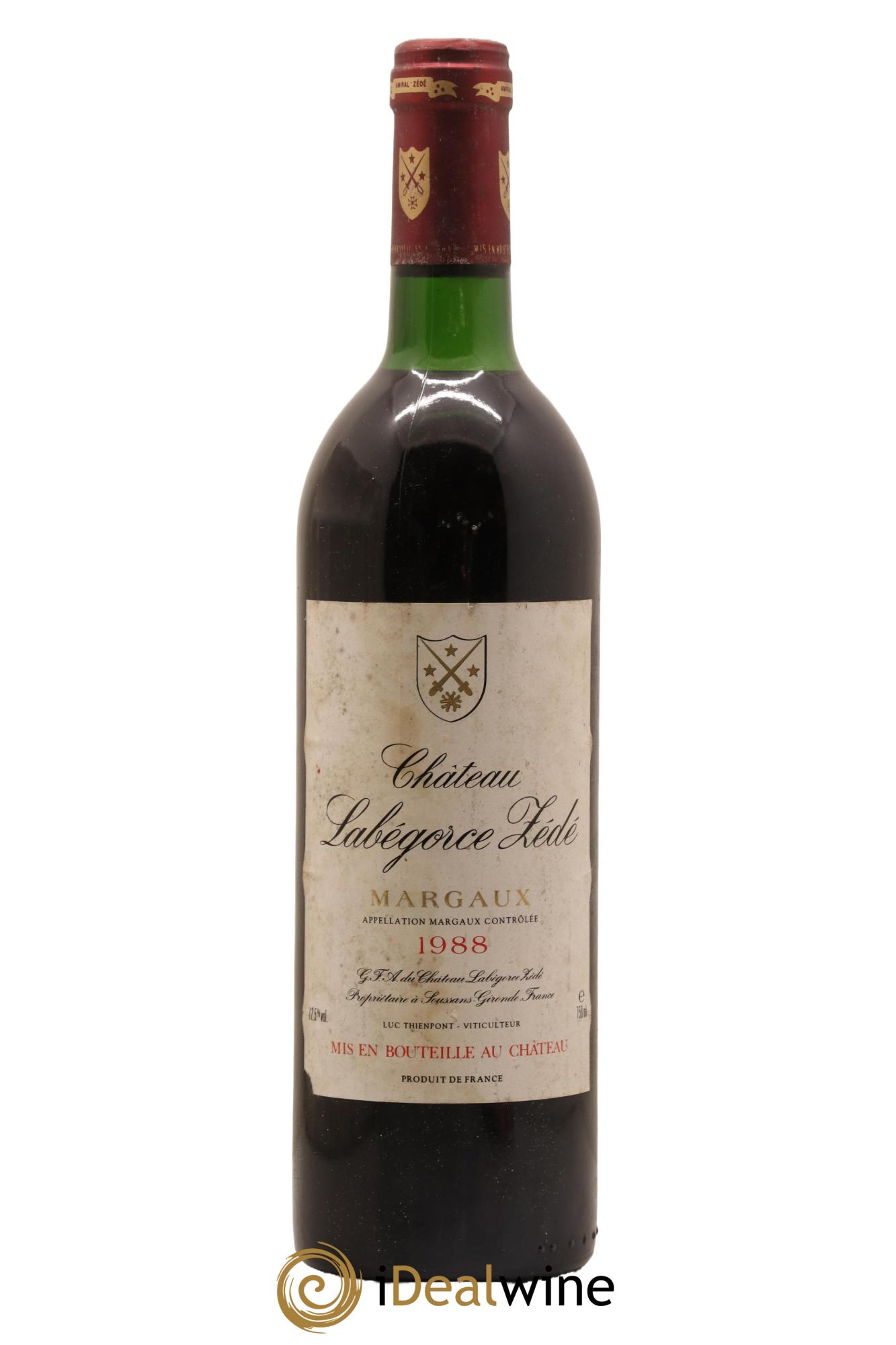 Château Labegorce Zédé Cru Bourgeois 1988 - Lot de 1 bouteille - 0