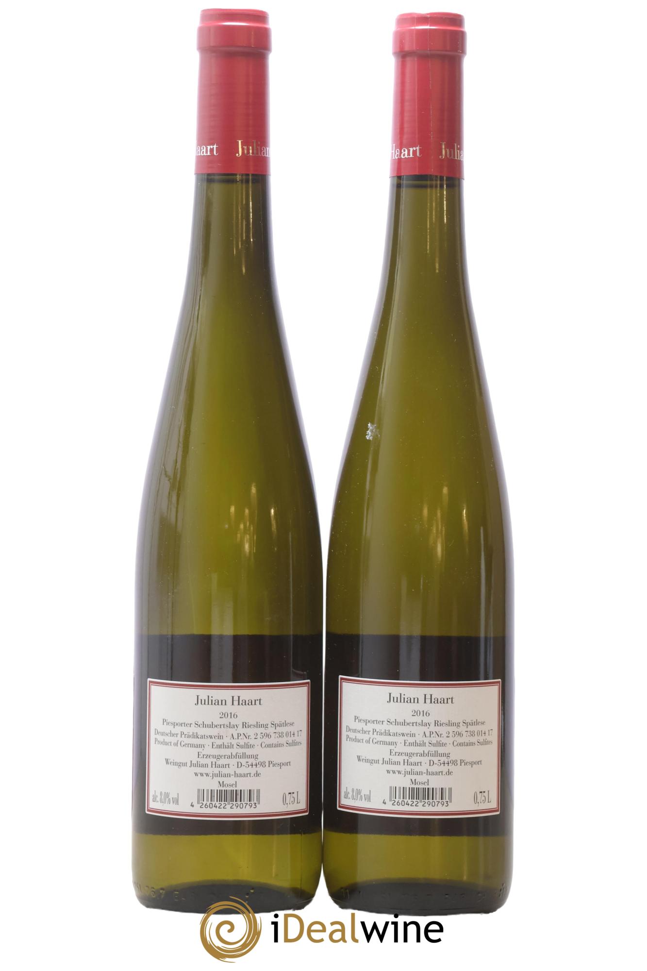 Allemagne Riesling Schubertslay Spätlese Julian Haart 2016 - Posten von 2 Flaschen - 1