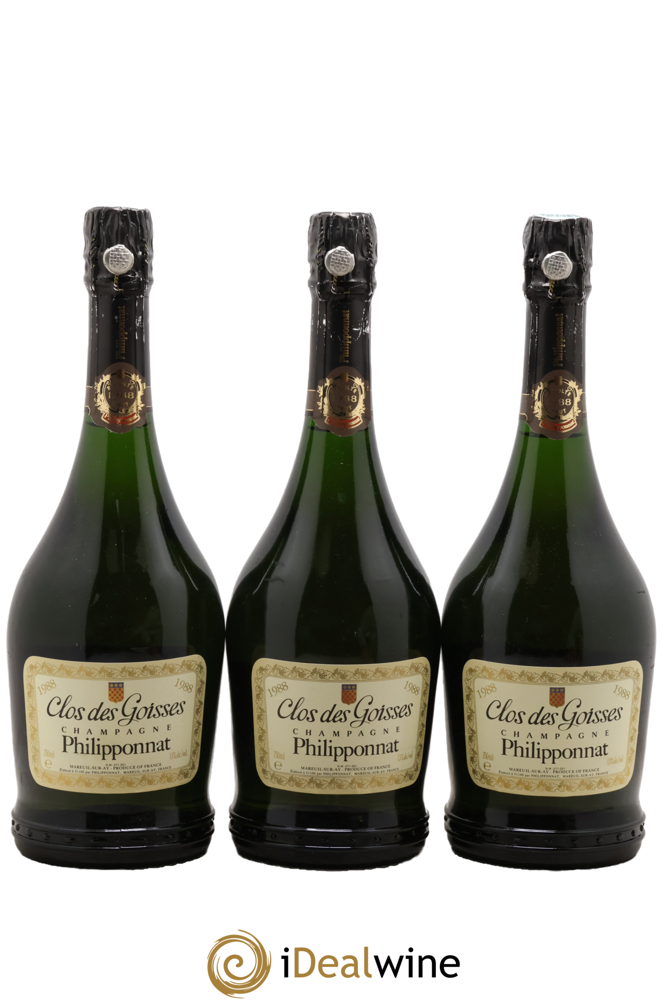 Clos des Goisses Philipponnat 1988 - Lot of 3 bottles - 0