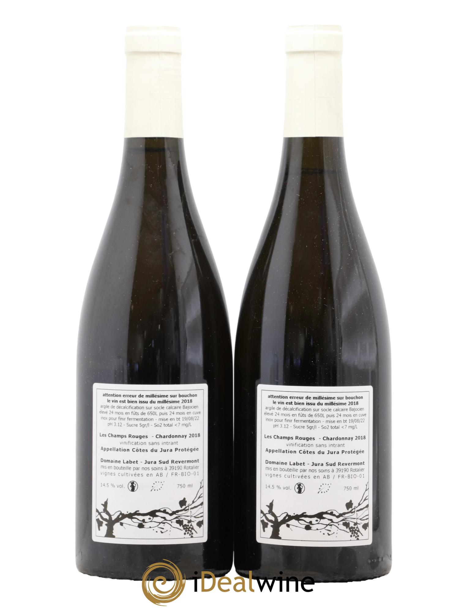 Côtes du Jura Chardonnay Les Champs Rouges Romain - Julien - Charline Labet 2018 - Posten von 2 Flaschen - 1