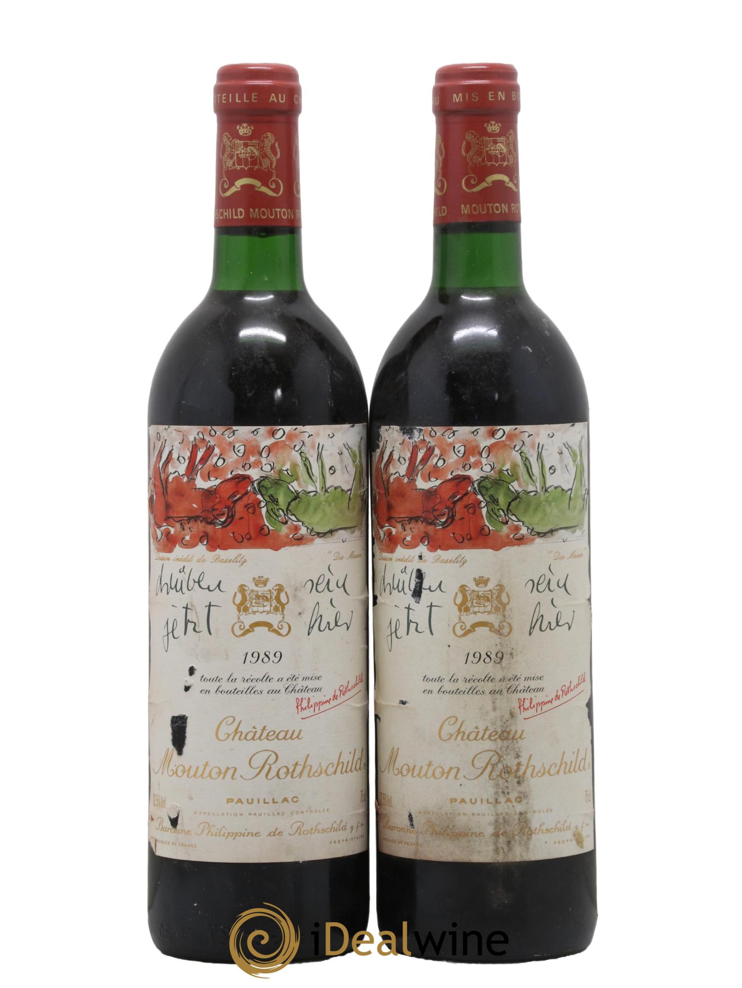 Château Mouton Rothschild 1er Grand Cru Classé 1989 - Lot de 2 bouteilles - 0