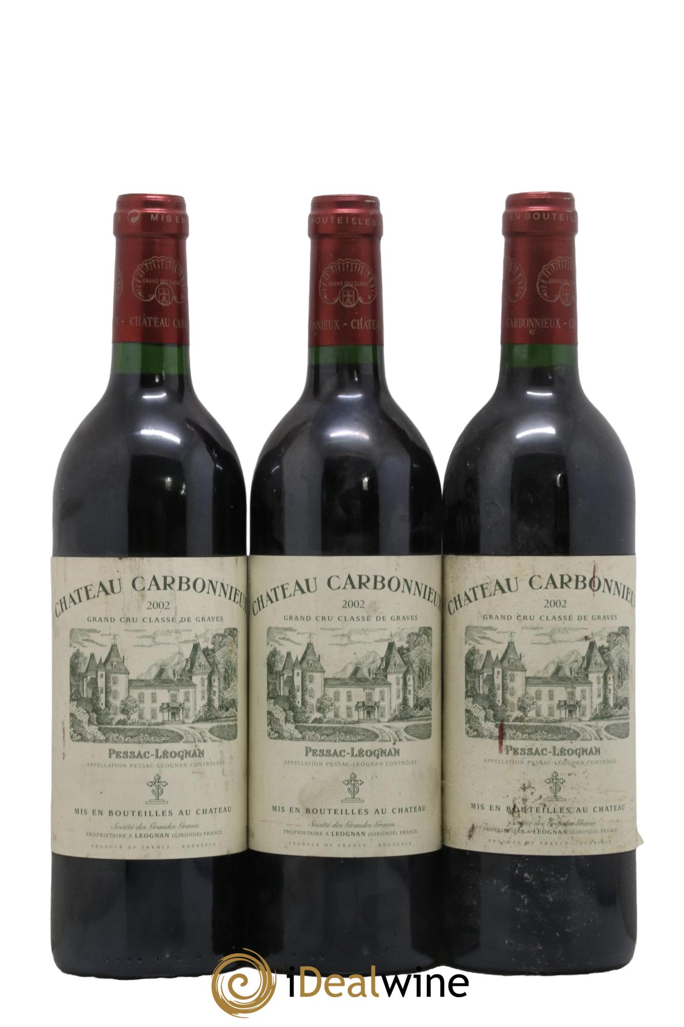 Château Carbonnieux Cru Classé de Graves 2002 - Lot de 3 bouteilles - 0