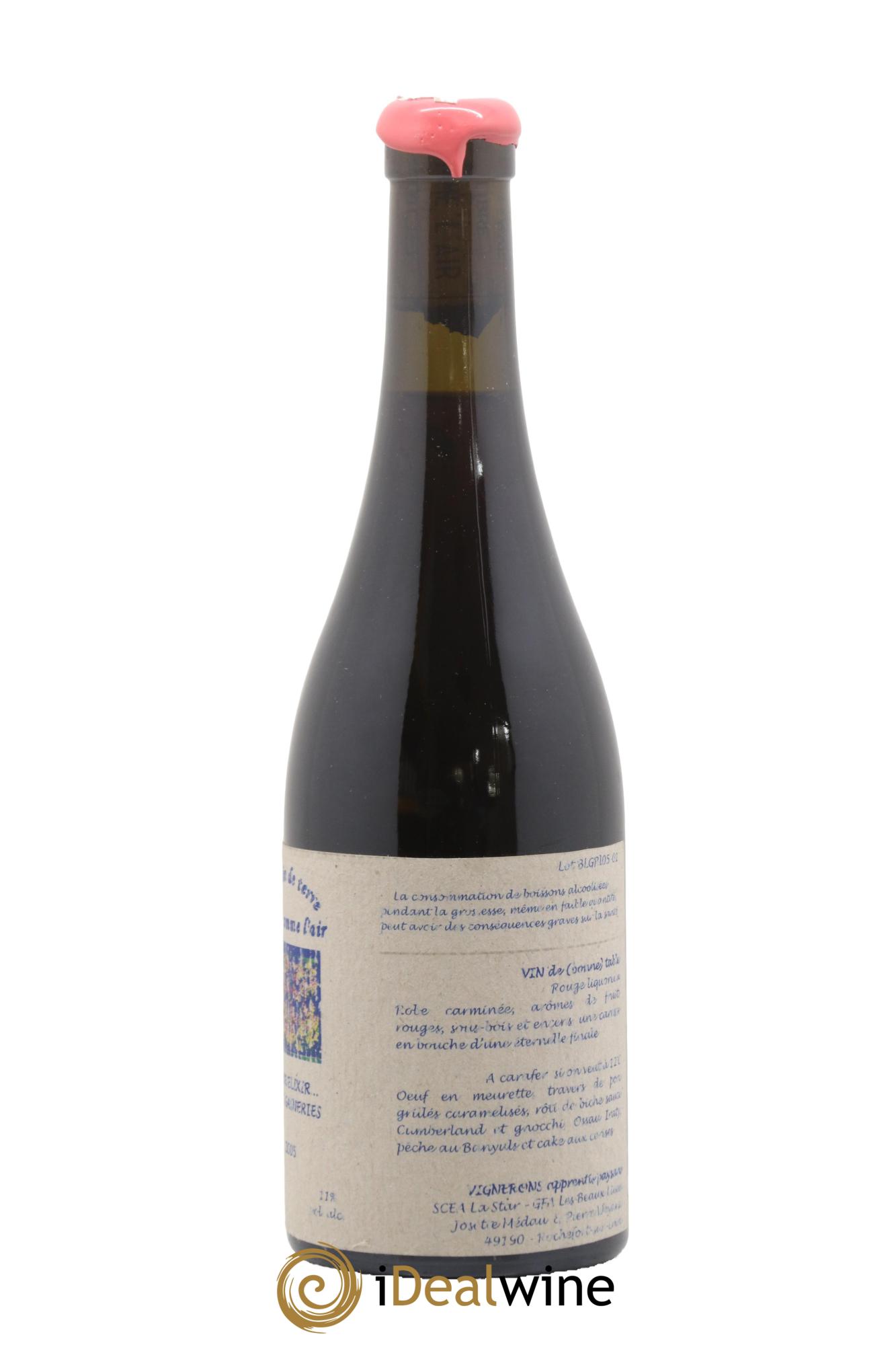 Vin de France Le Pur Elixir Des Gasneries Une Vin De Terre Libre Comme L'Air Josette Medau & Pierre Weyand 2005 - Lot of 1 500ml format  - 2