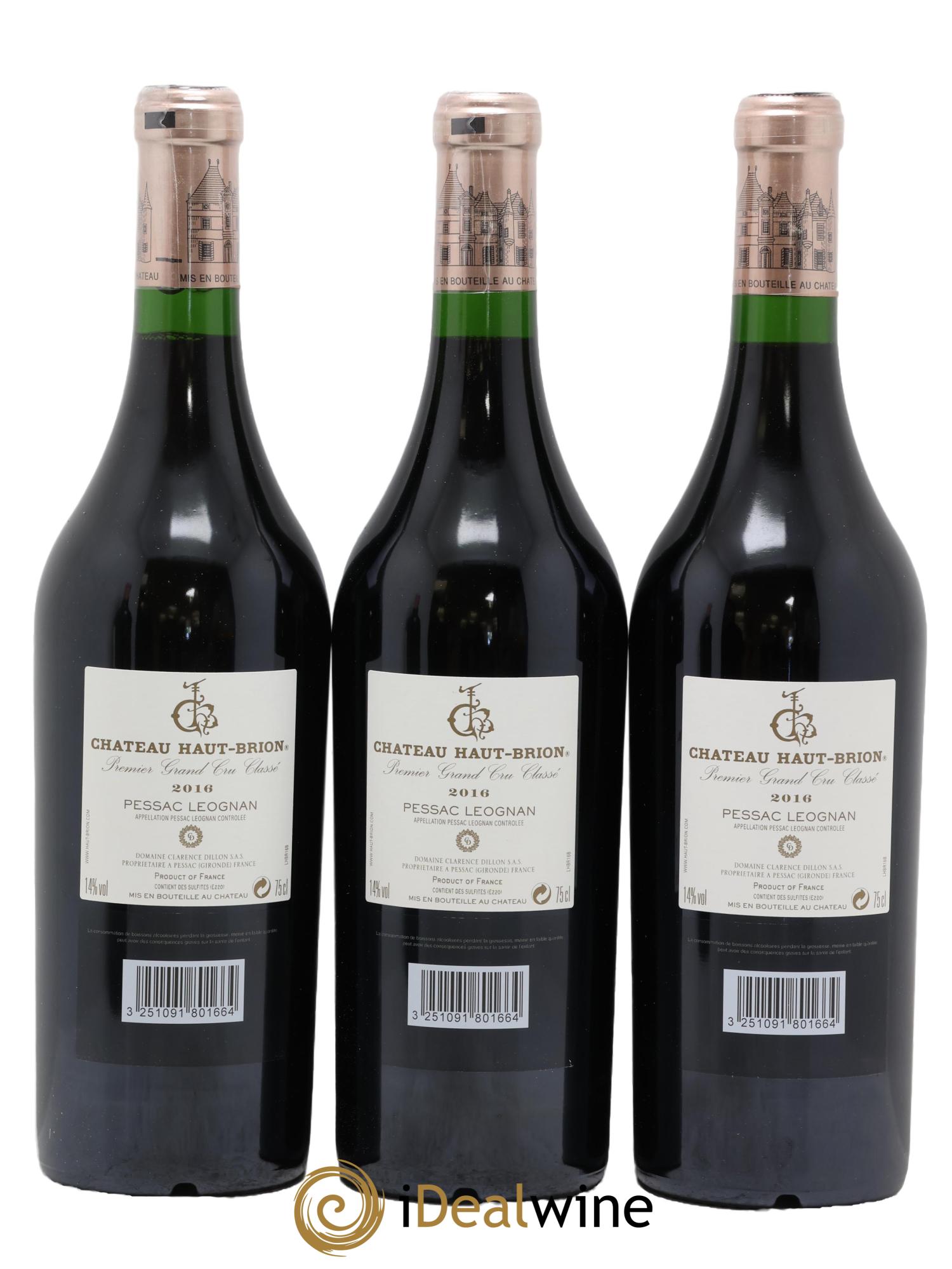 Château Haut Brion 1er Grand Cru Classé 2016 - Lot de 3 bouteilles - 1