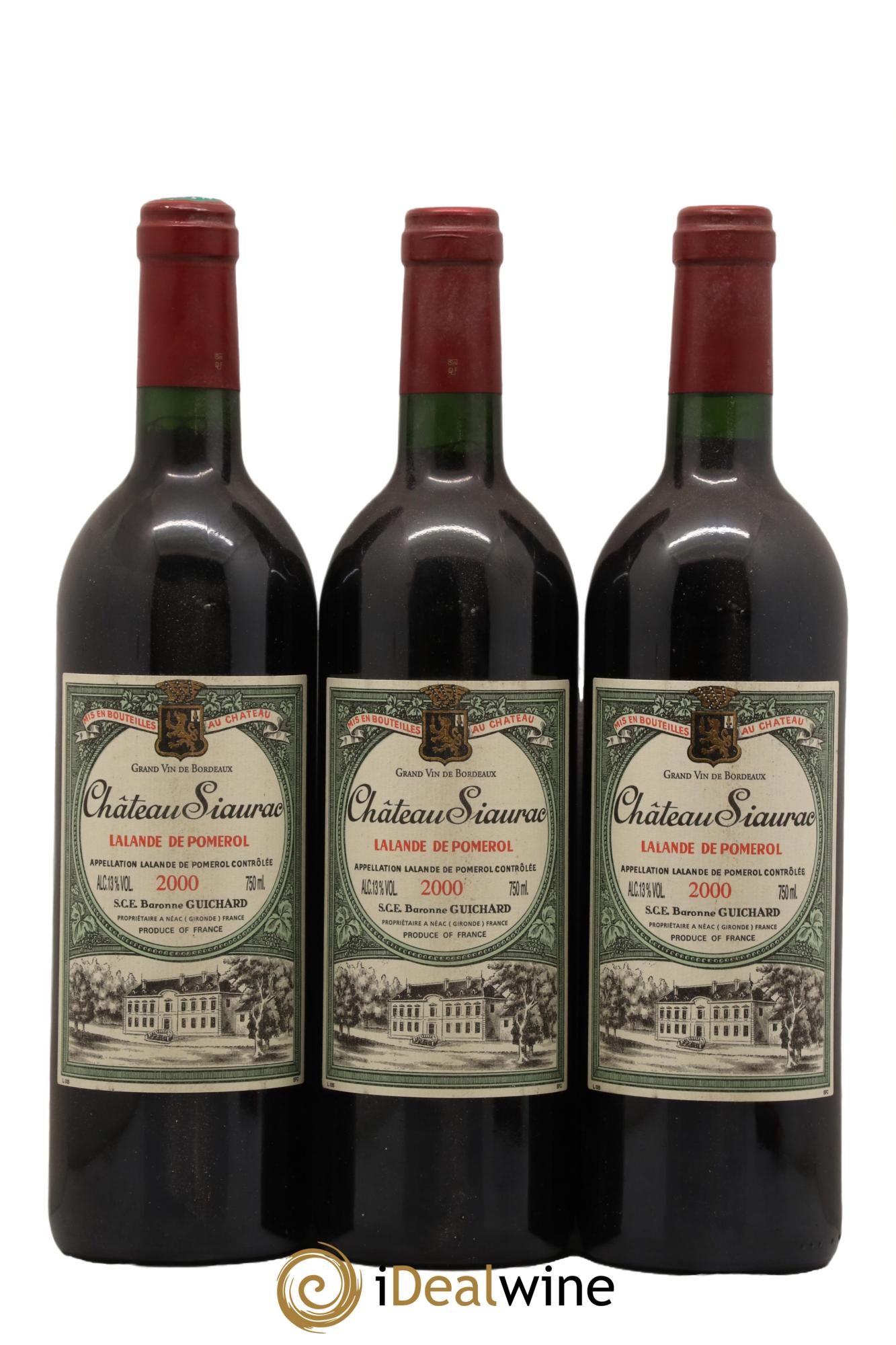Château Siaurac 2000 - Lot de 3 bouteilles - 0