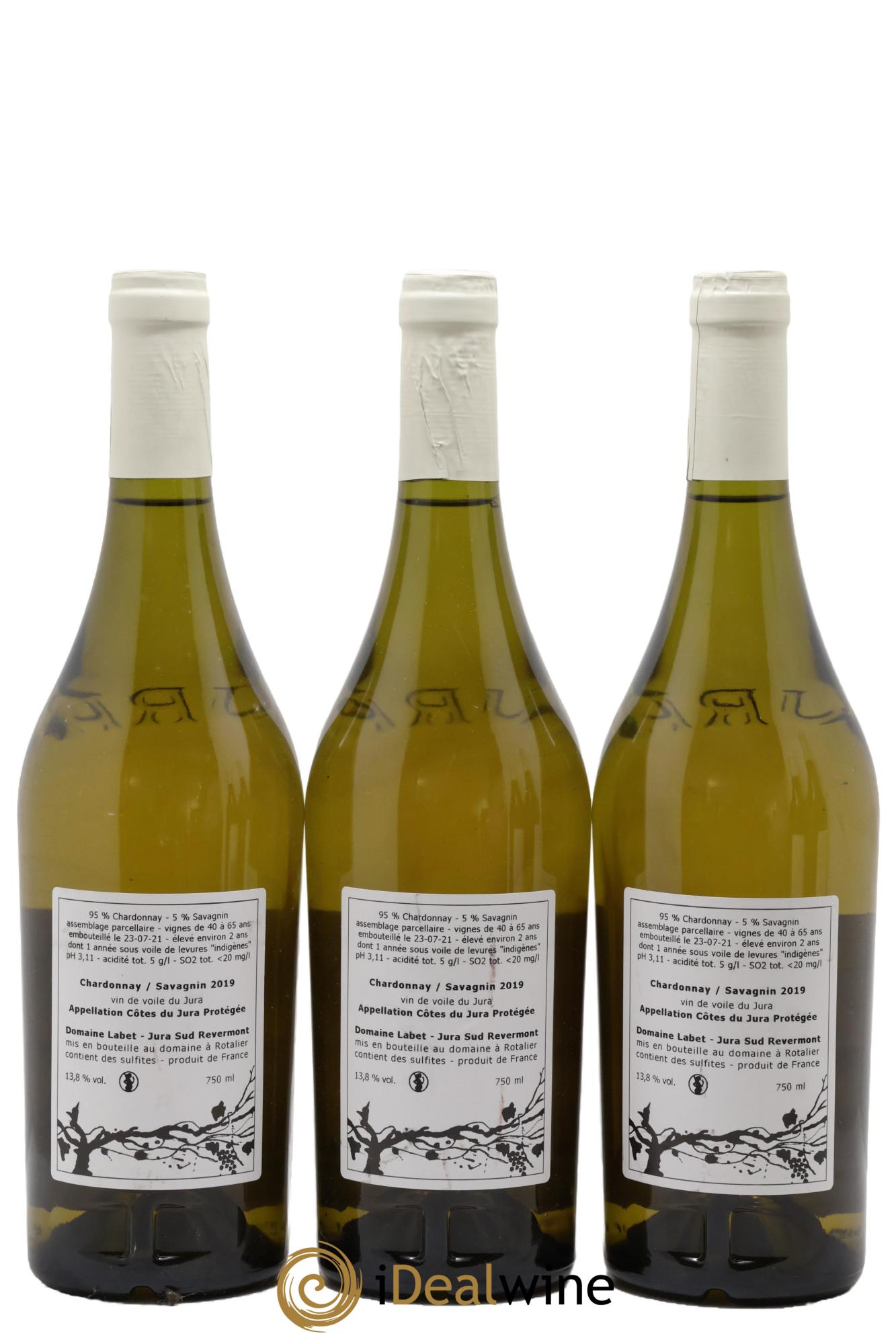 Côtes du Jura Vin de Voile Chardonnay-Savagnin Romain - Julien - Charline Labet 2019 - Lotto di 3 bottiglie - 1