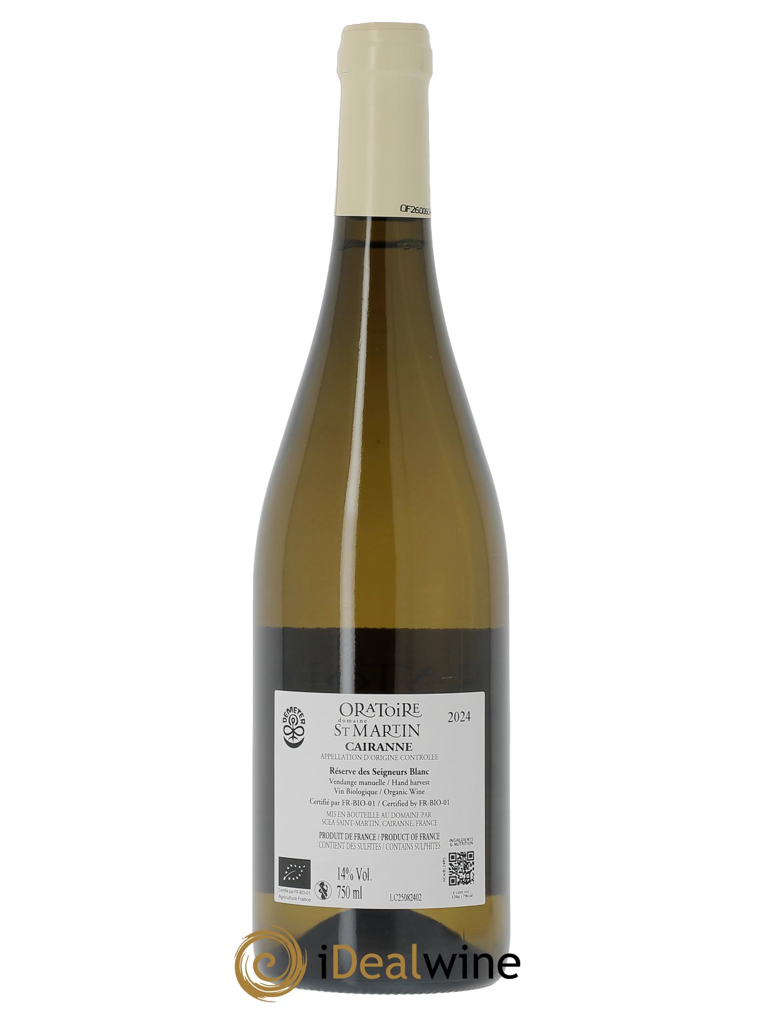 Cairanne Réserve des Seigneurs Oratoire Saint-Martin - Frédéric et François Alary  2024 - Posten von 1 Flasche - 1