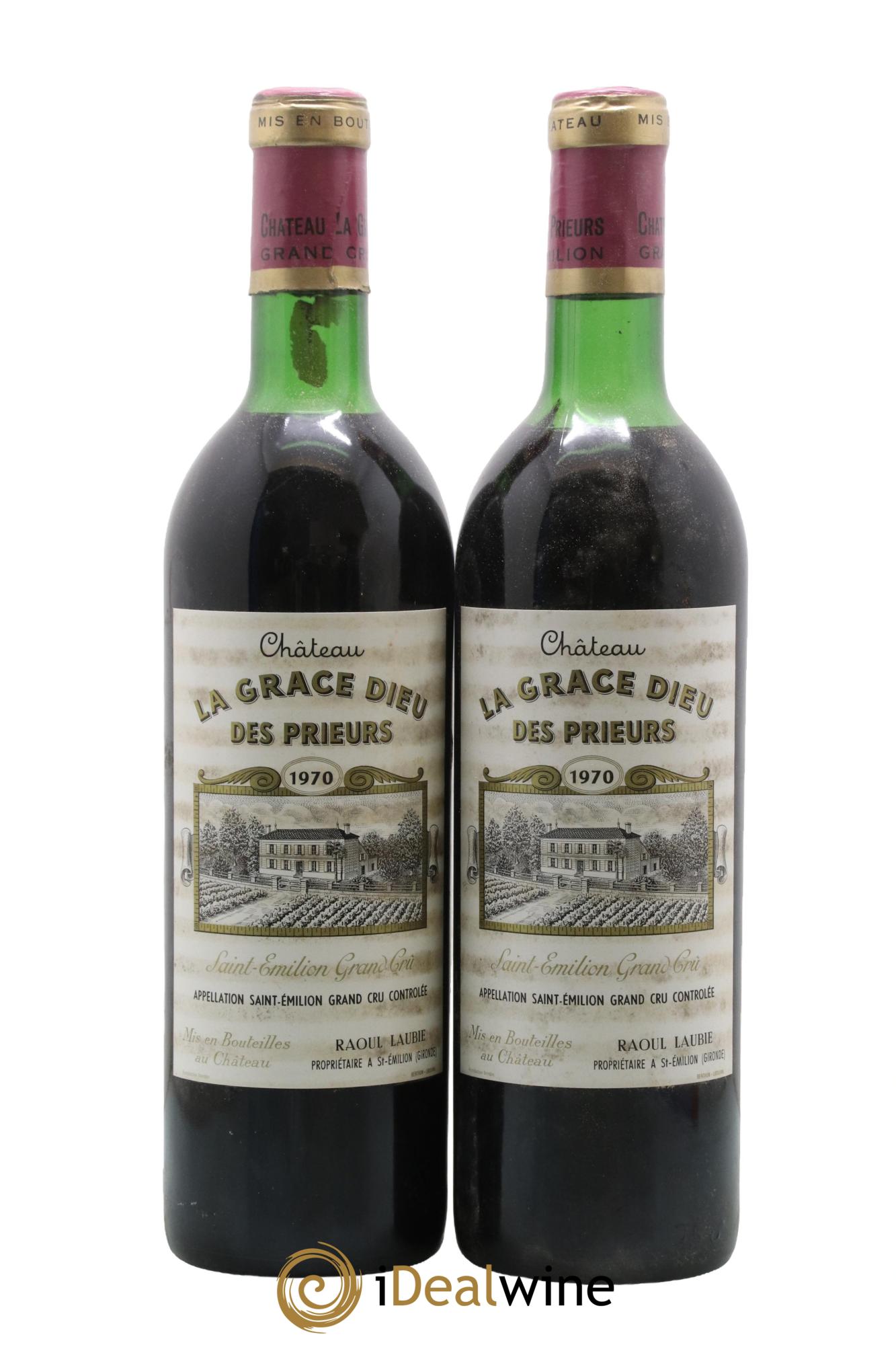 Château la Grâce Dieu des Prieurs 1970 - Lot de 2 bouteilles - 0