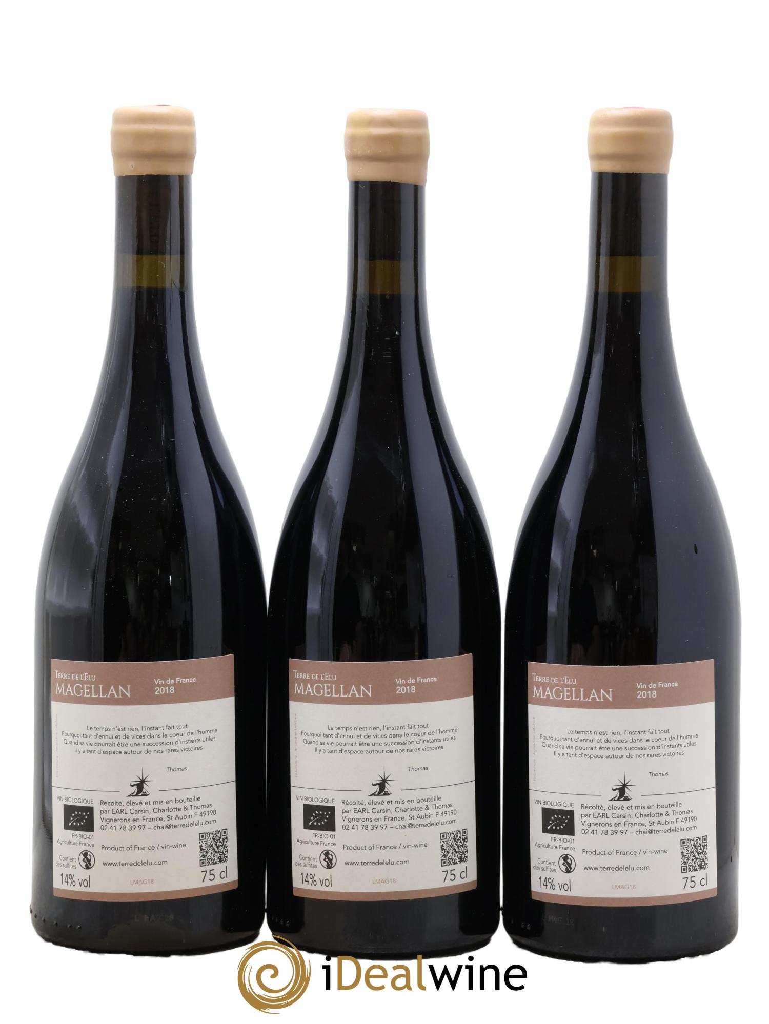 Vin de France Magellan Terre de l'Elu (Clos de L'Elu) 2018 - Lot de 3 bouteilles - 1
