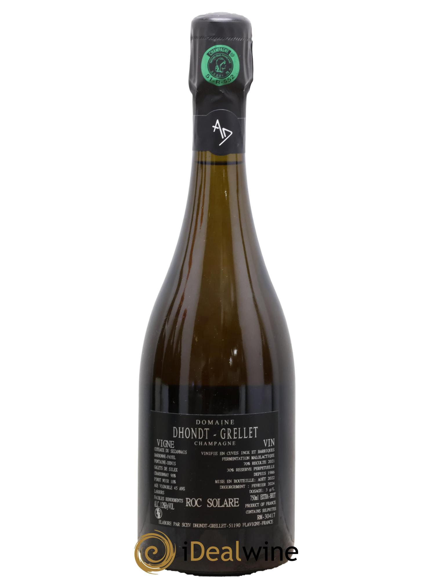 Champagne Extra Brut Roc Solare Dhondt Grellet - Lotto di 1 bottiglia - 1