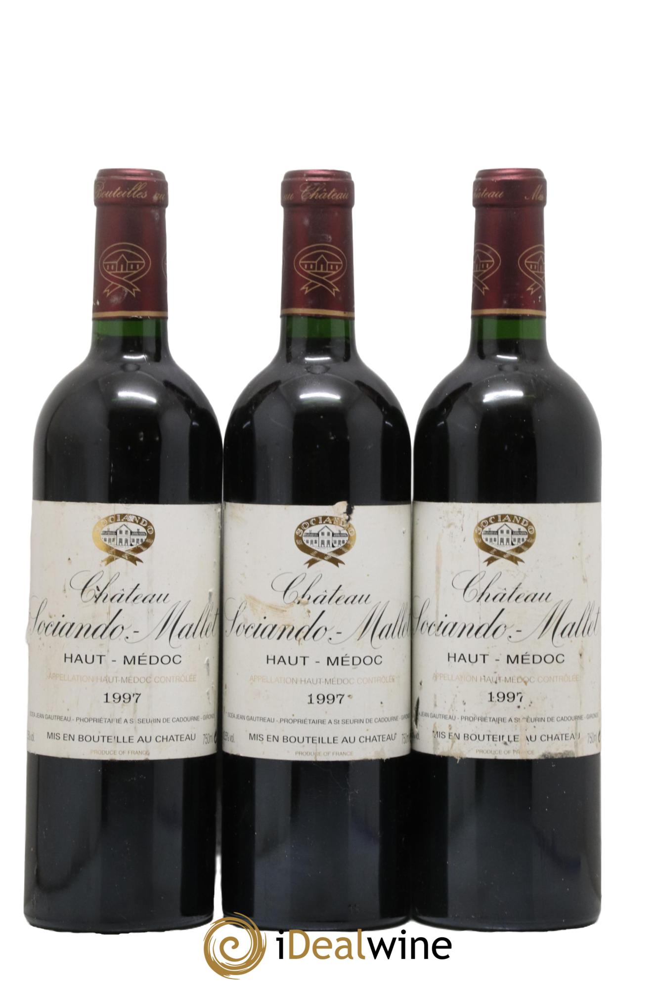 Château Sociando Mallet 1997 - Lotto di 3 bottiglie - 0