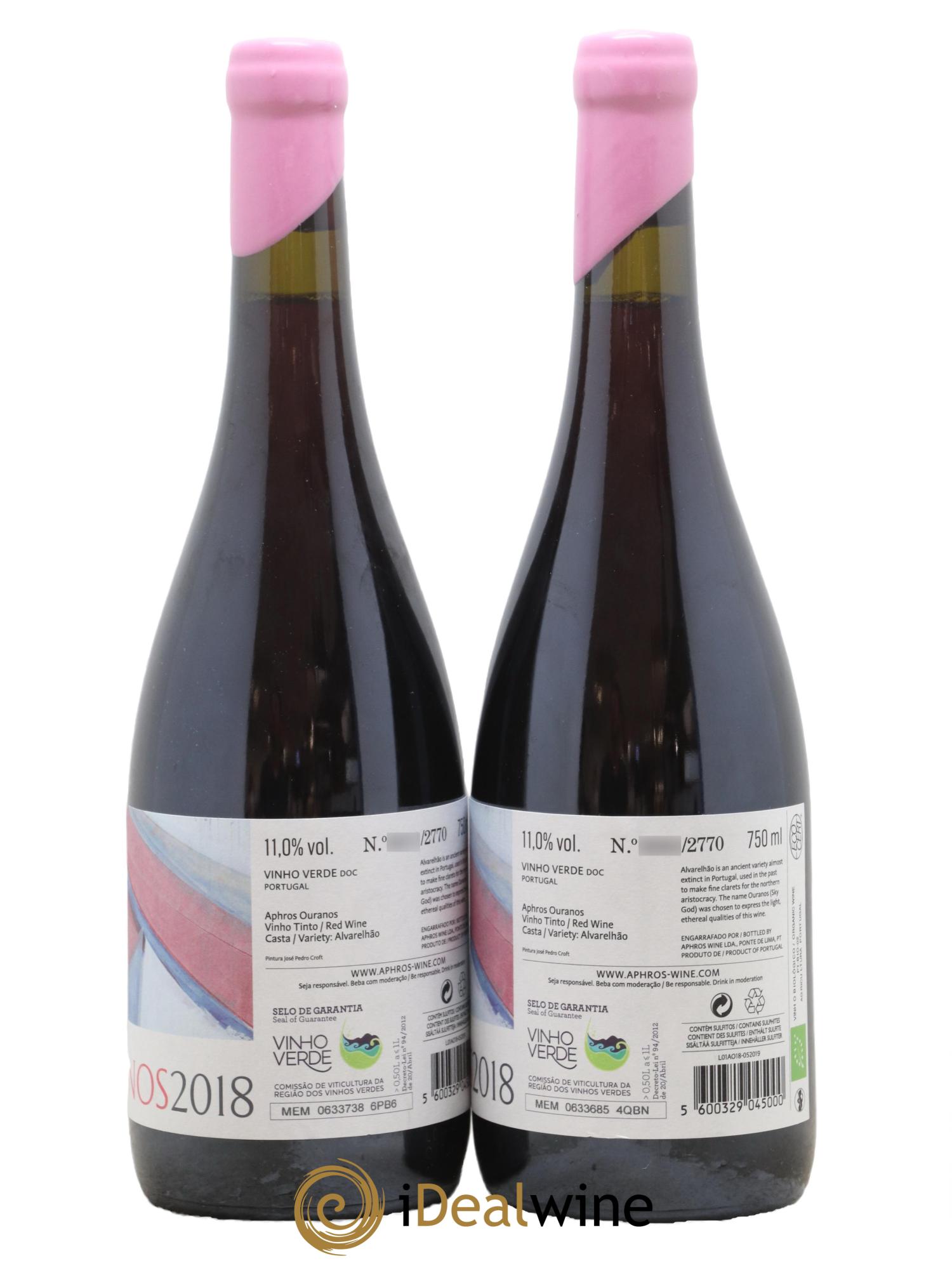 Vins Etrangers Portugal Ouranos Aphros Vinho Verde 2018 - Lot de 2 bouteilles - 1