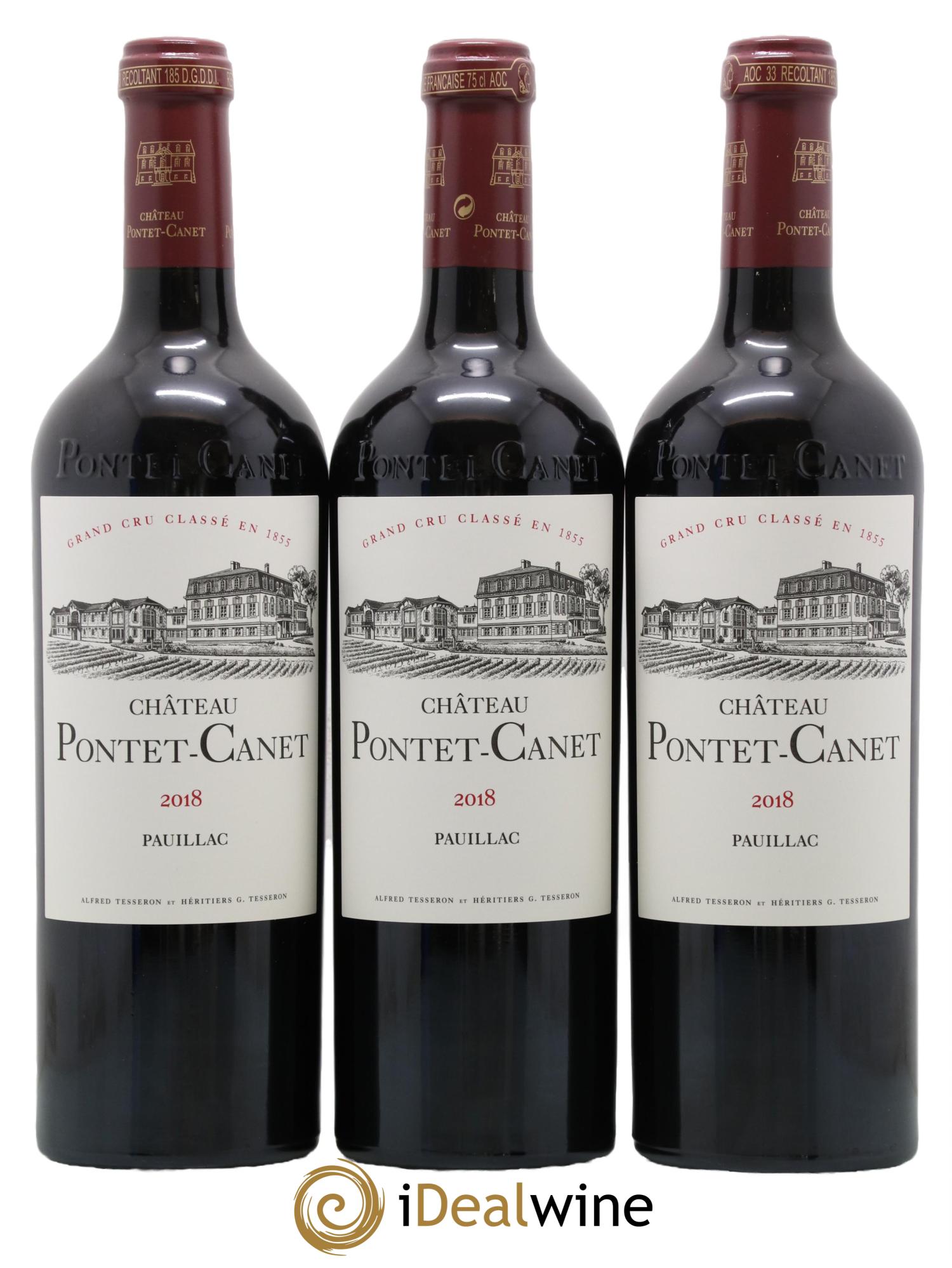 Château Pontet Canet 5ème Grand Cru Classé 2018 - Lot de 3 bouteilles - 1
