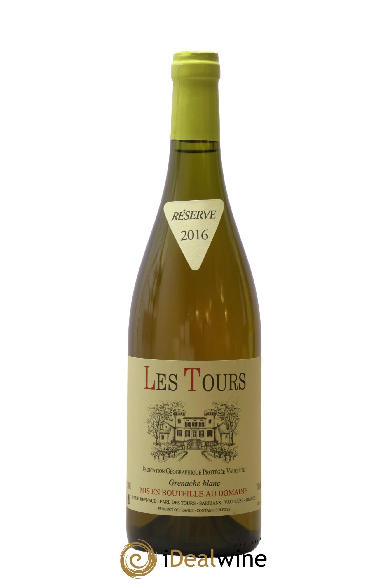 IGP Vaucluse (Vin de Pays de Vaucluse) Les Tours Grenache Blanc Emmanuel Reynaud 2016 - Lot de 1 bouteille - 0