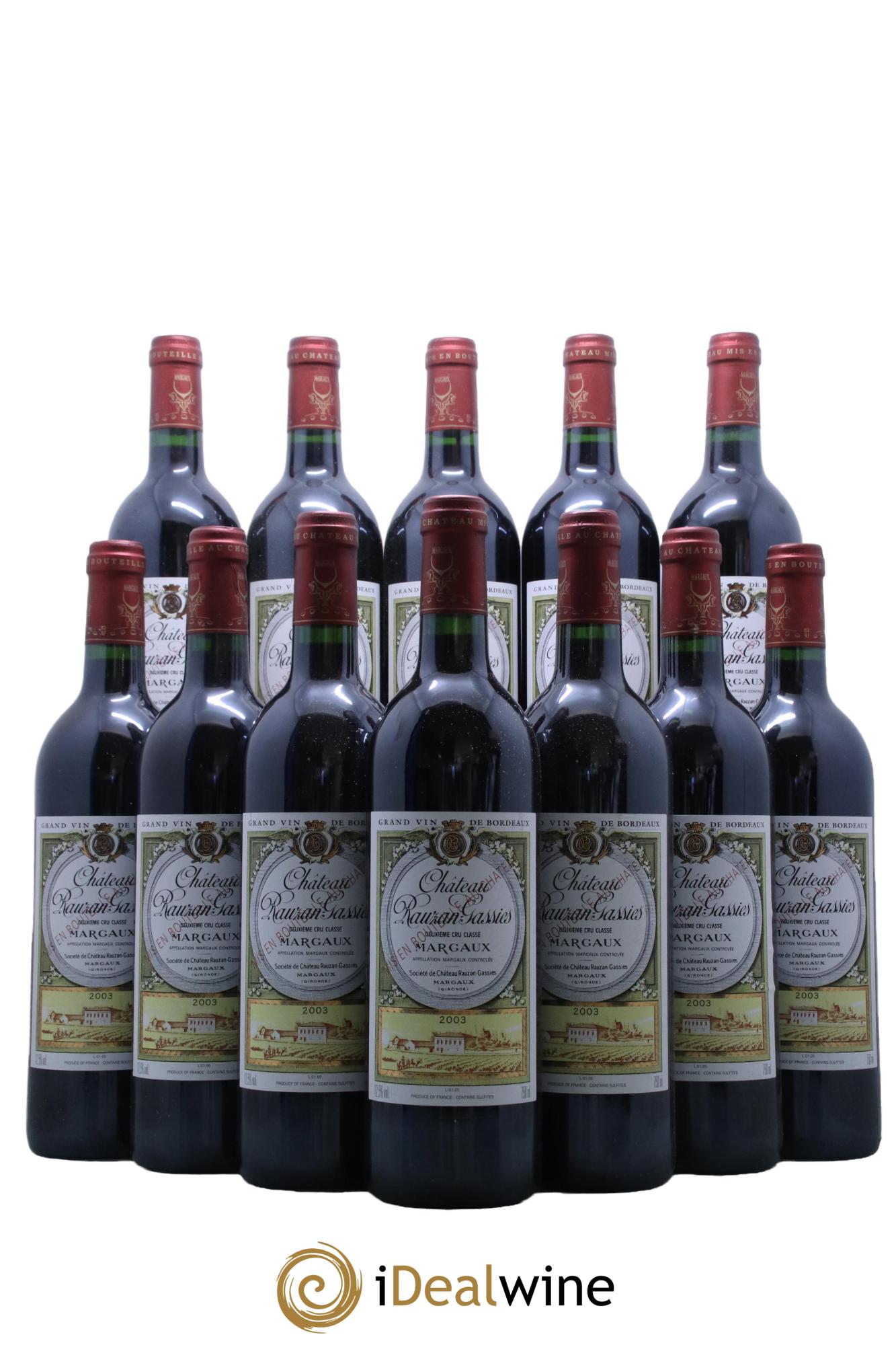 Château Rauzan-Gassies 2ème Grand Cru Classé 2003 - Lotto di 12 bottiglie - 0