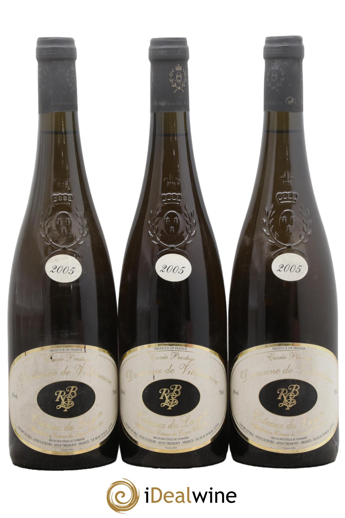 Coteaux du Layon Cuvée Prestige Domaine Villeneuve 2005 - Posten von 3 Flaschen - 0