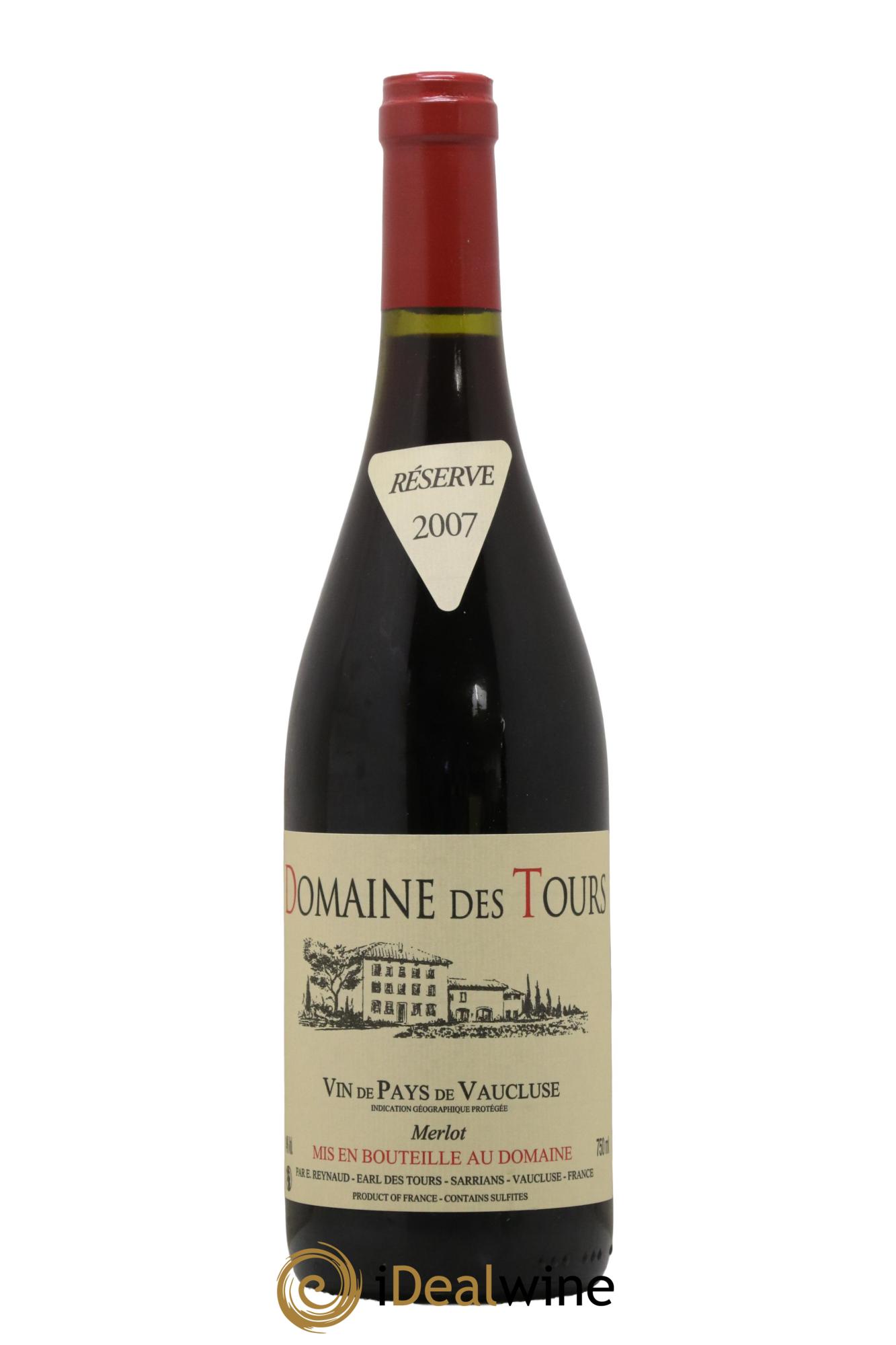 IGP Pays du Vaucluse (Vin de Pays du Vaucluse) Domaine des Tours Merlot Emmanuel Reynaud 2007 - Lot of 1 bottle - 0